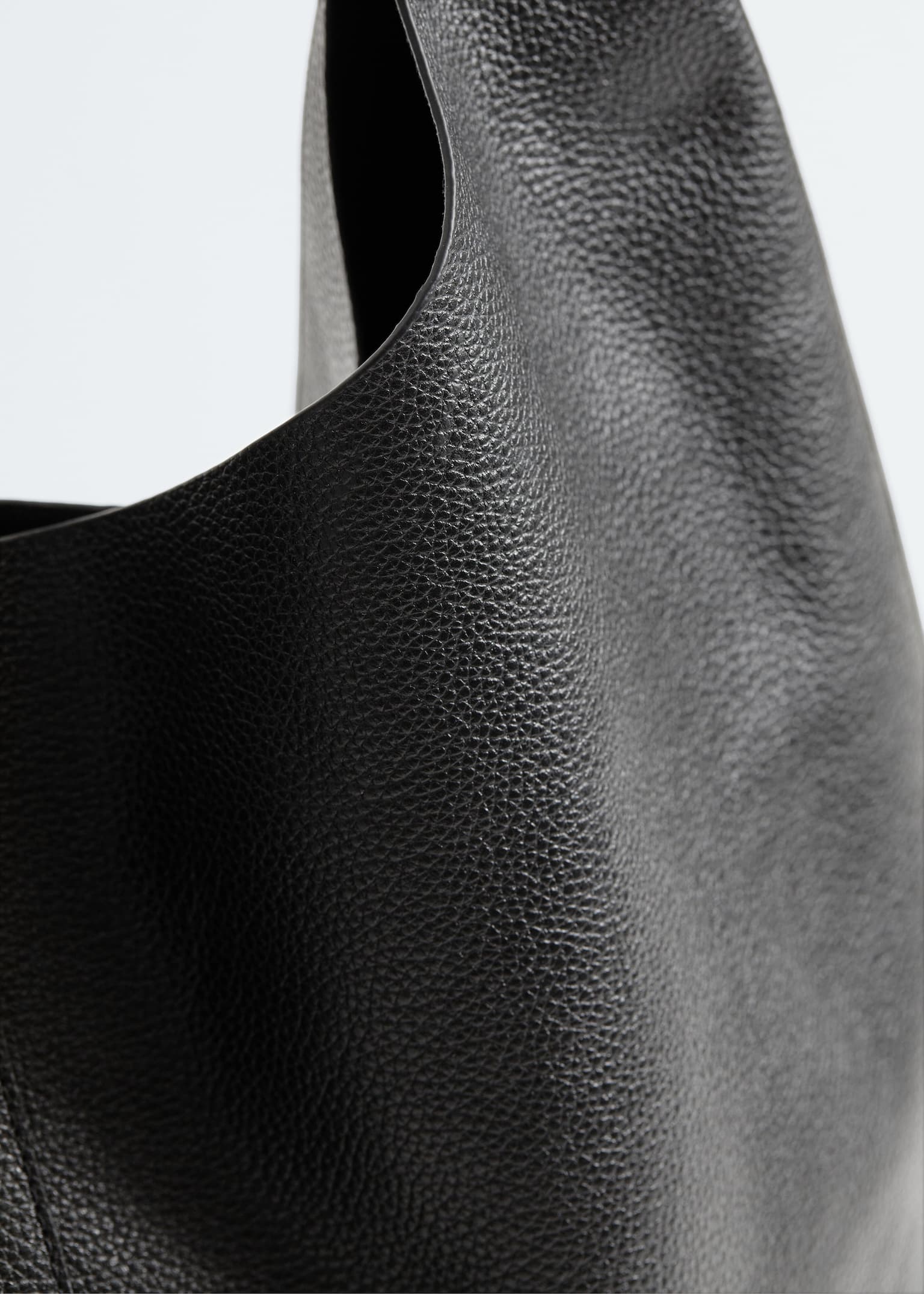 Borsa tote grande in pelle - Nero - 5