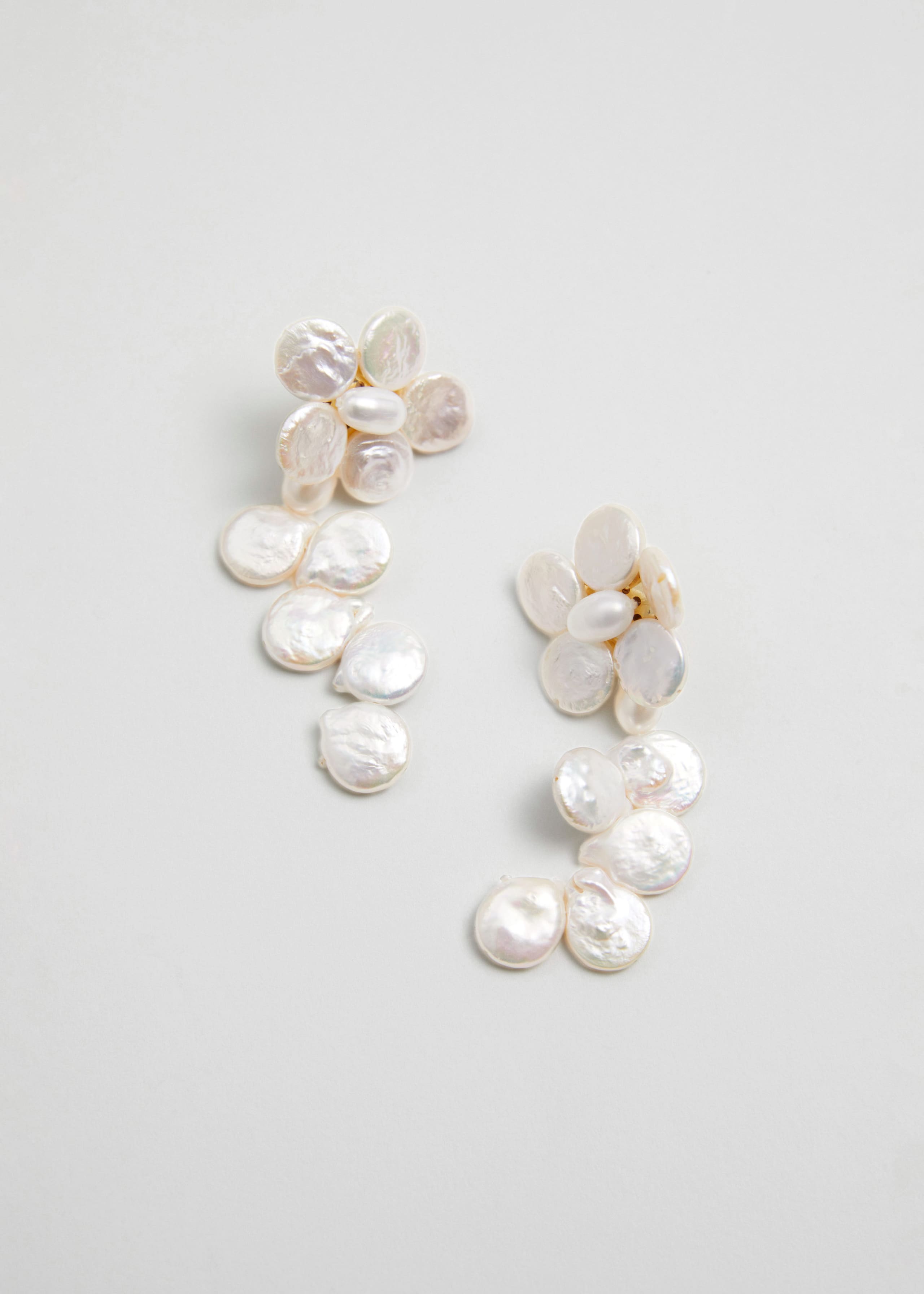 Fresh Water Pearl Pendant Earrings - Cream - Still Life