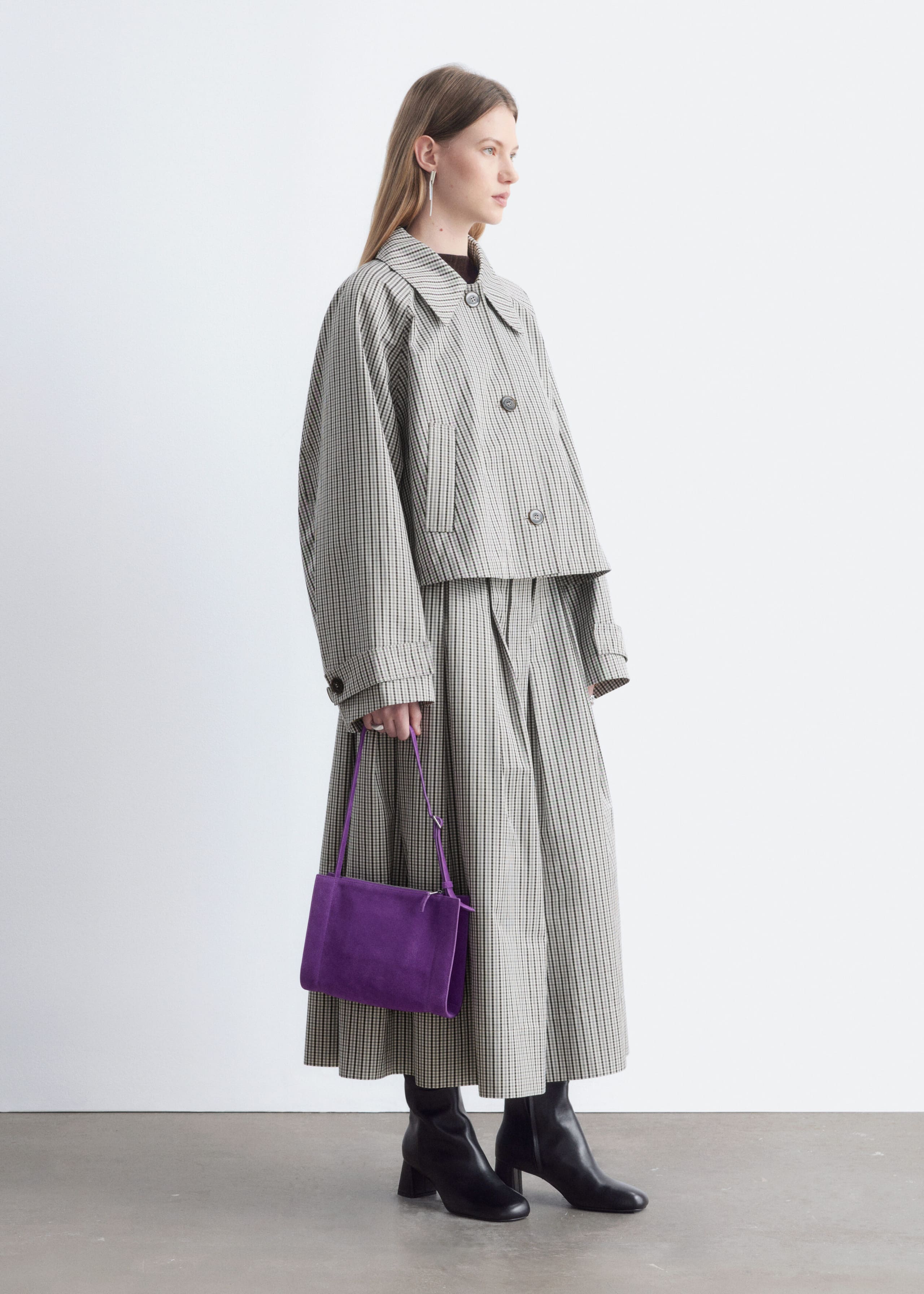 Cropped Jacket - Grey/Checked - Lookbook