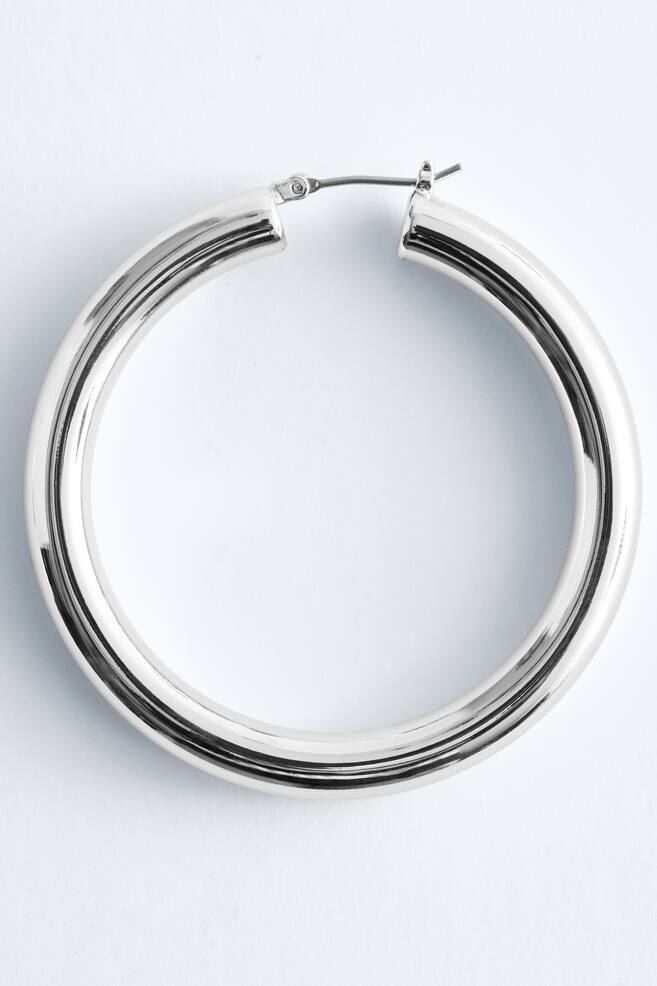 Chunky Hoop Earrings - Silver - 1