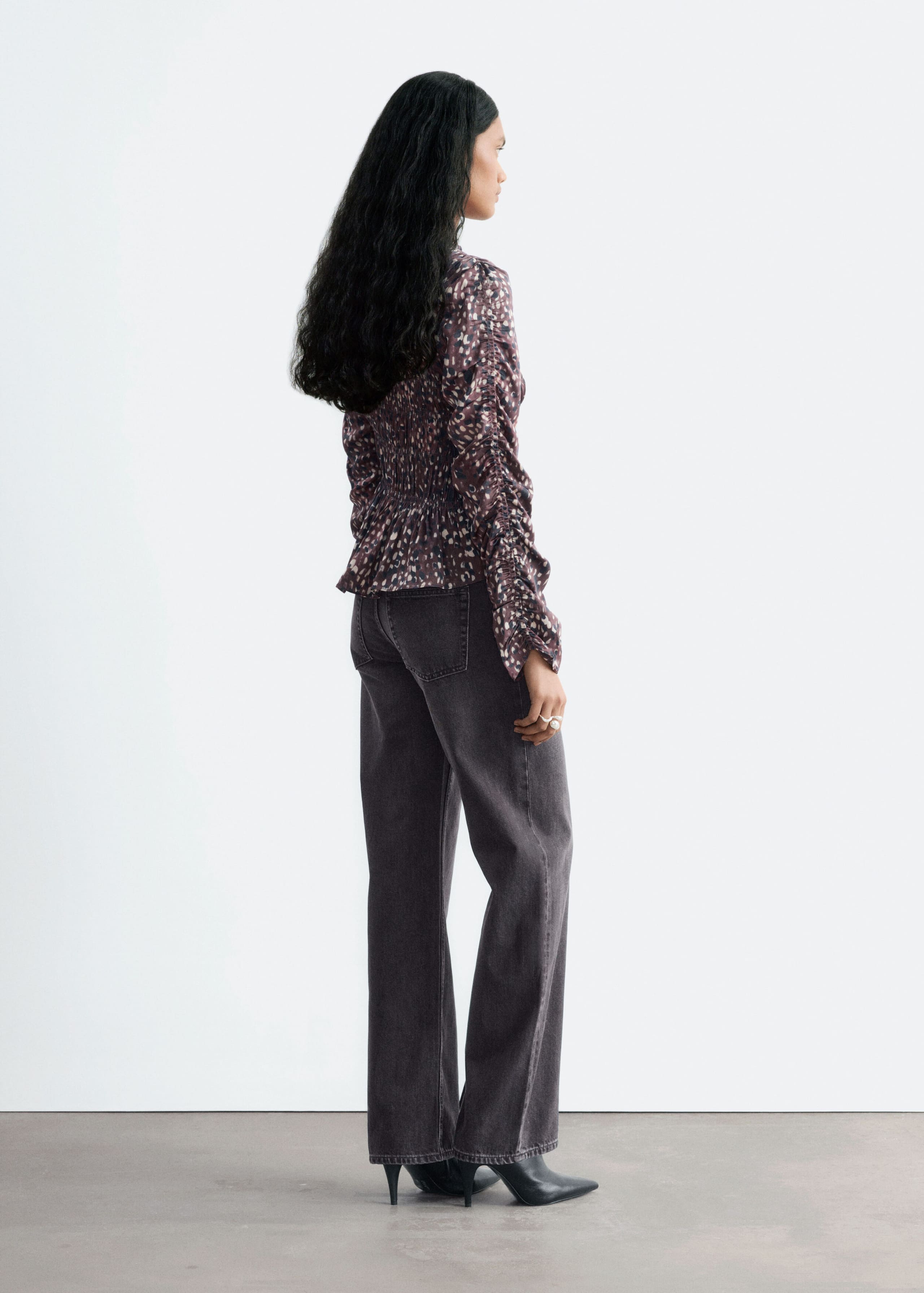 Smocked Blouse - Brown/Printed - Lookbook