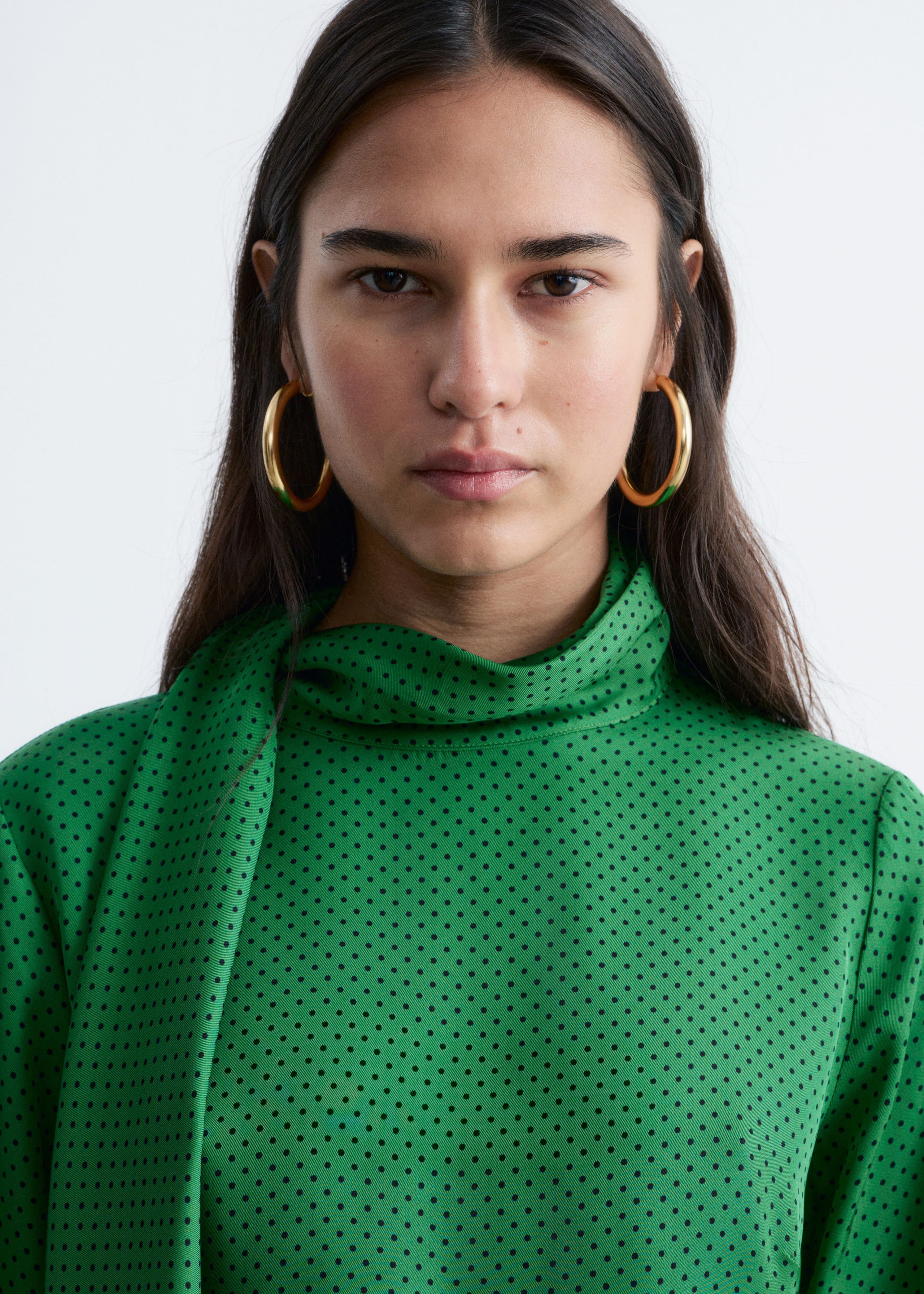 Image of Scarf-Neck Midi Dress