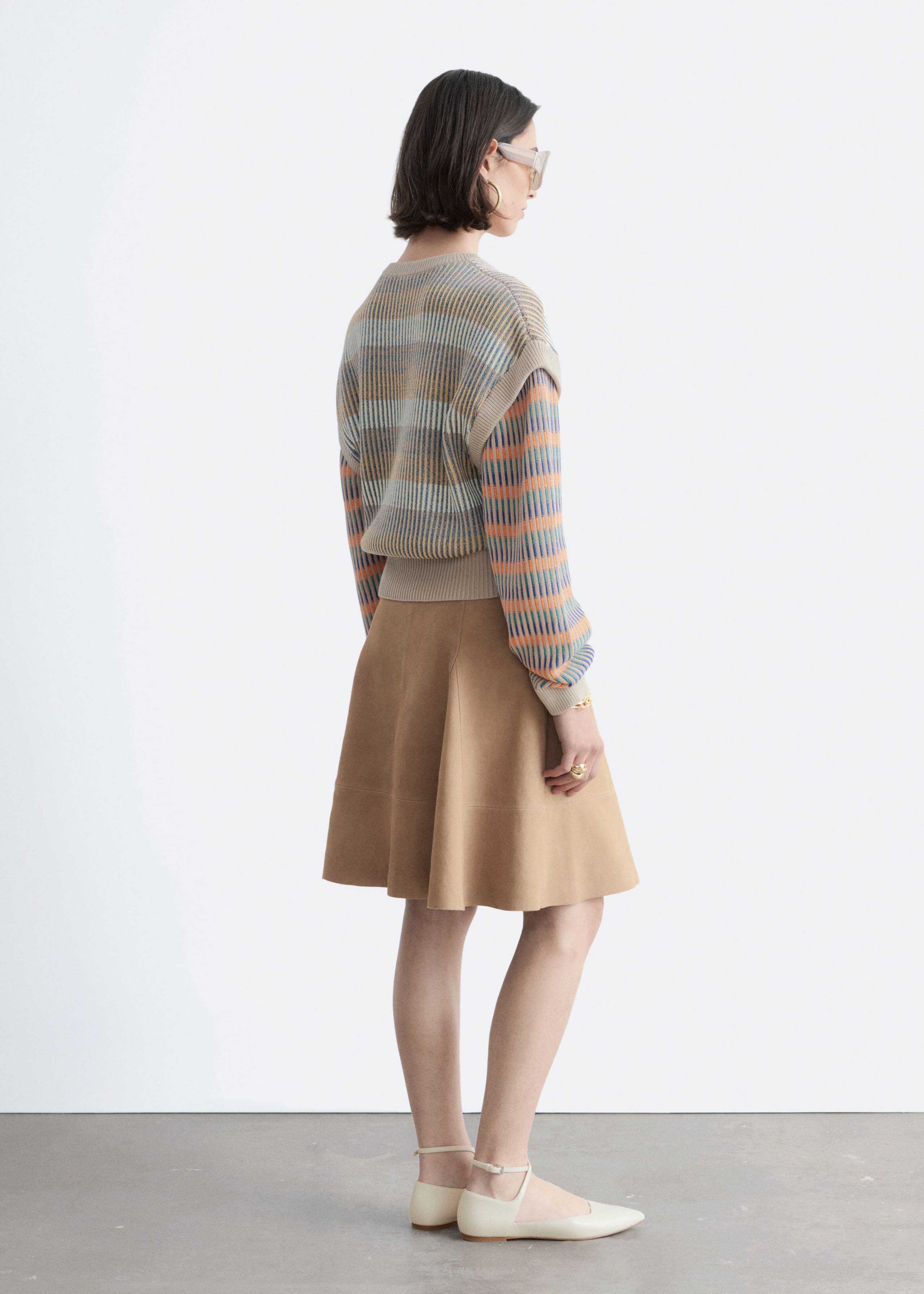 Image of Striped Panel Knit Jumper