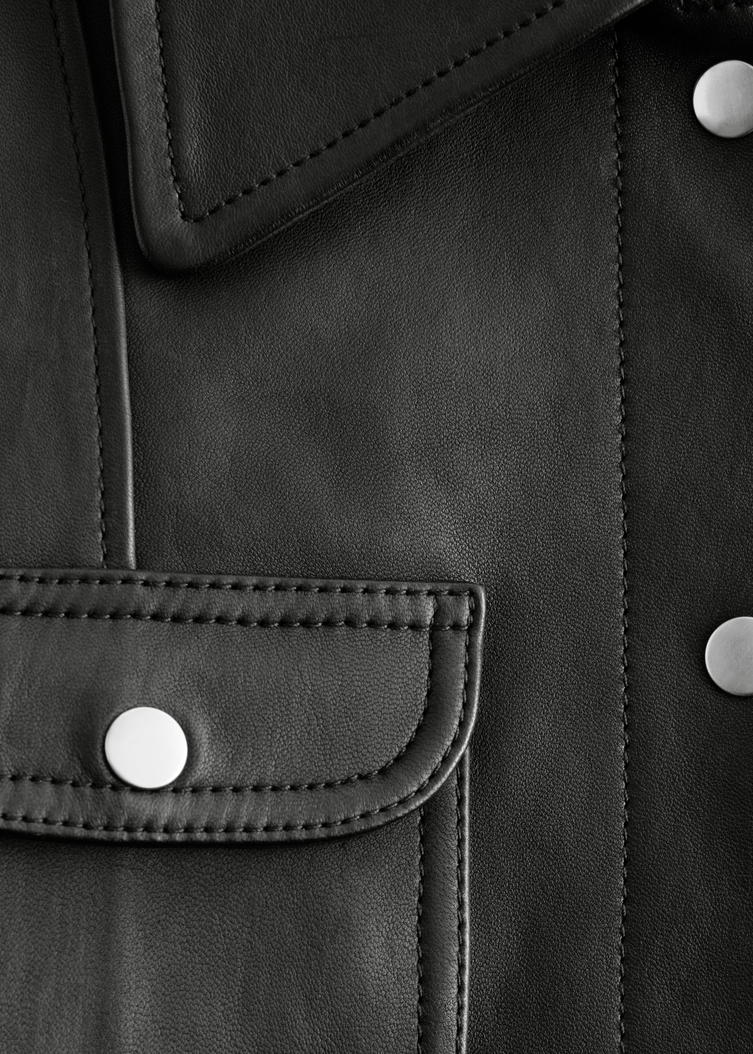 Image of Patch-Pocket Leather Jacket