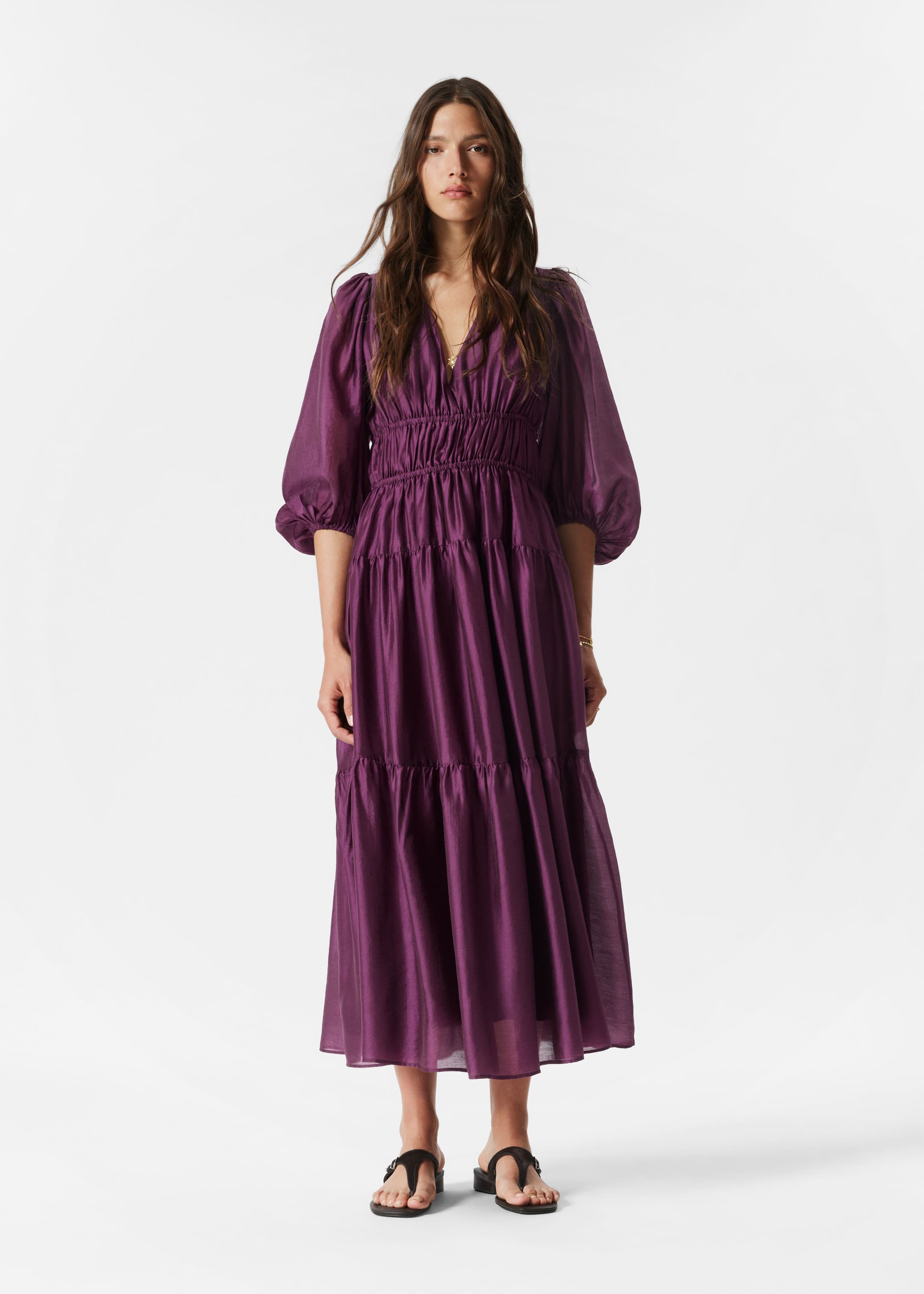 Zobacz większy obraz: Warstwowa sukienka midi - Ciemnofioletowy - ONA | H&M PL 1