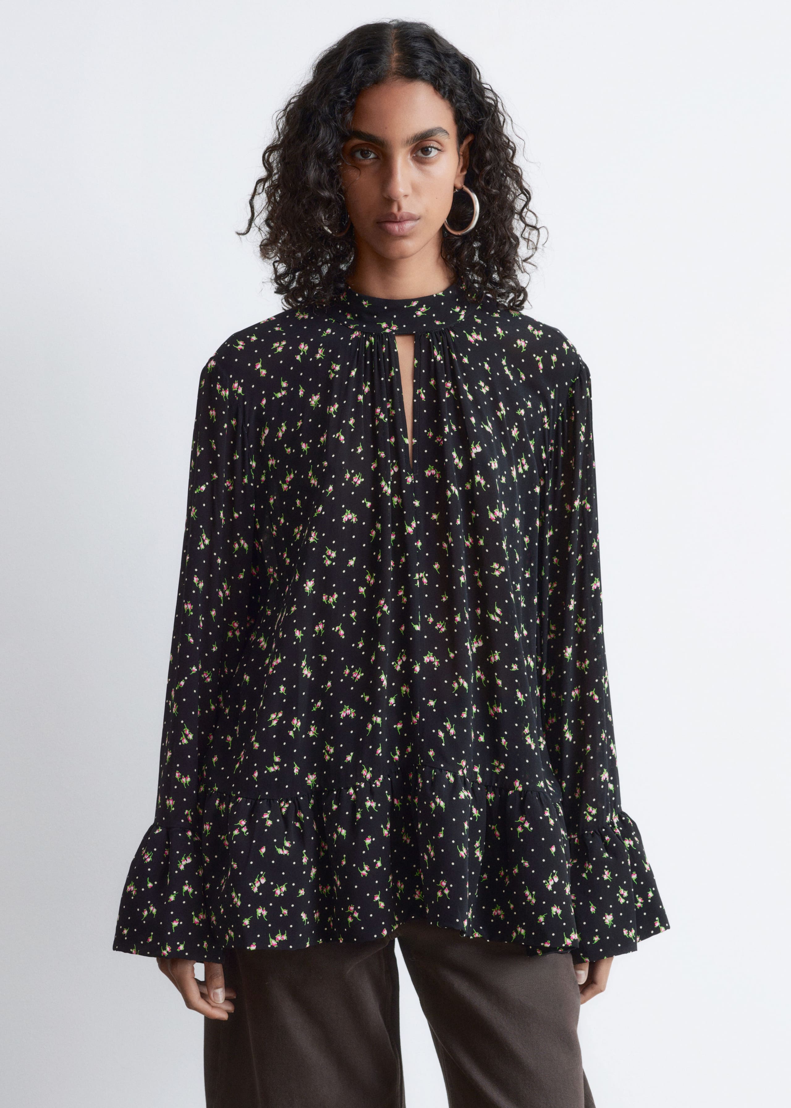 Image of Frilled Stand-Collar Blouse