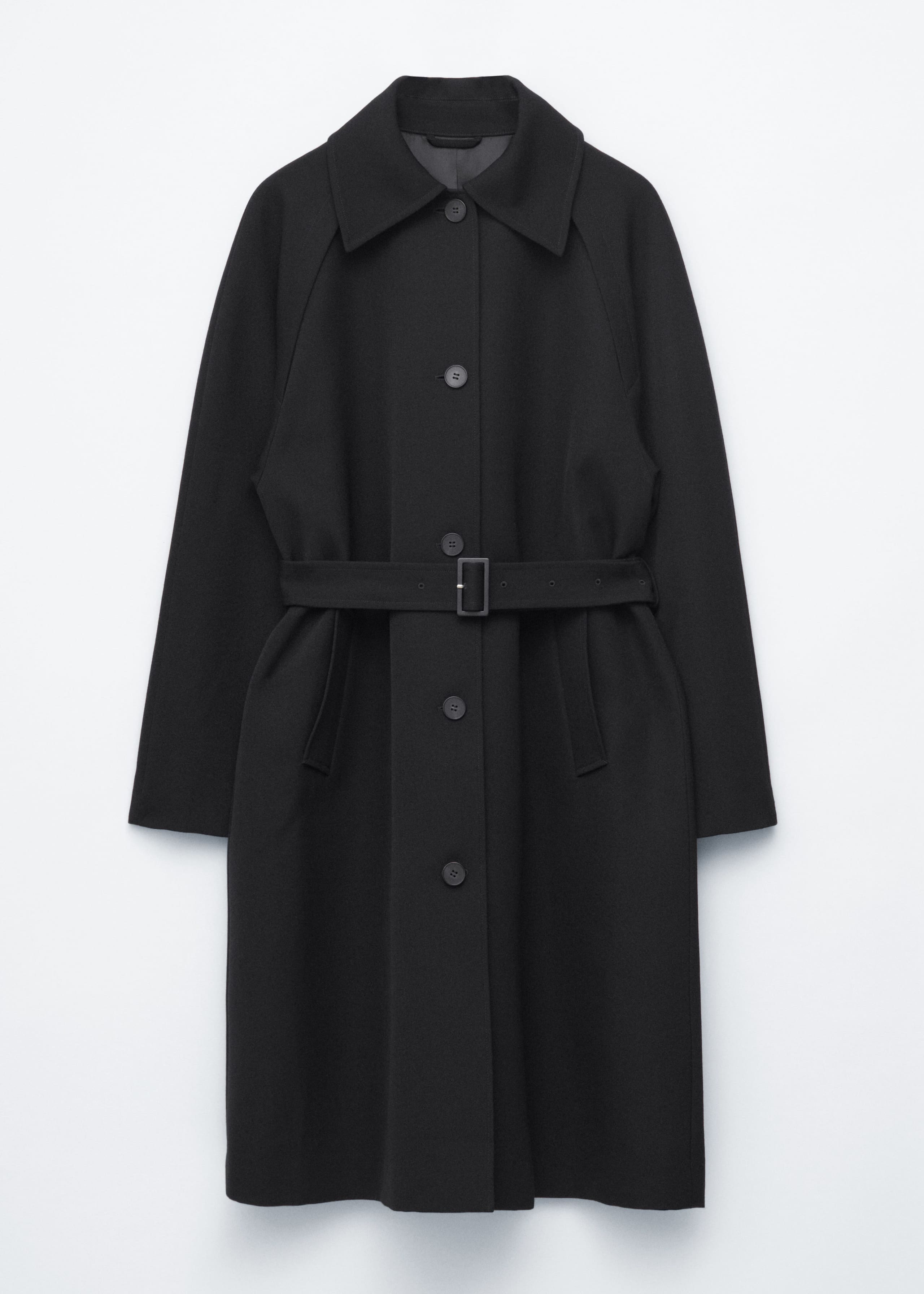 Tie-Belt Wool Trench Coat - Black - Still Life