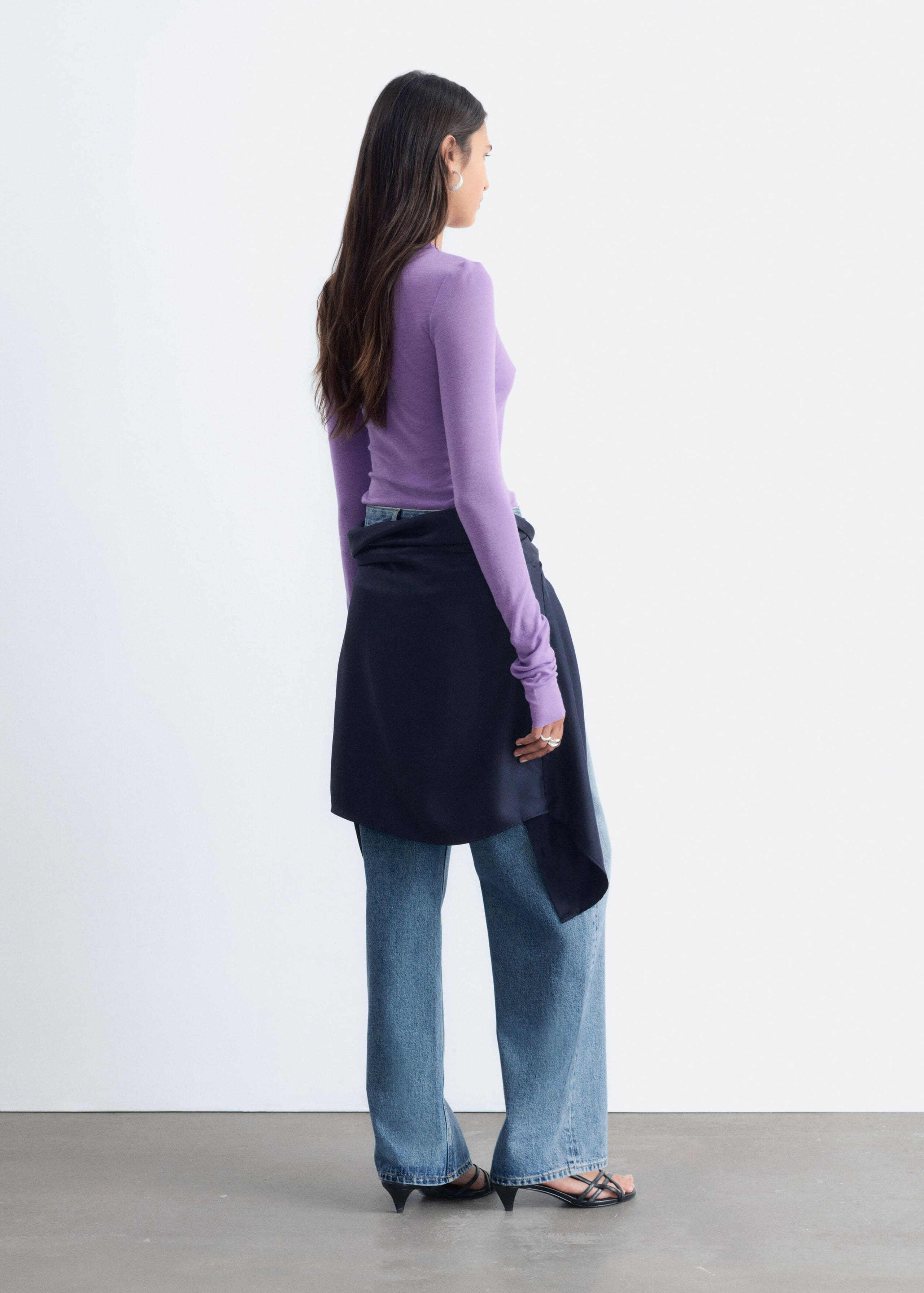 Plain-Knit Wool Top - Lilac - Lookbook