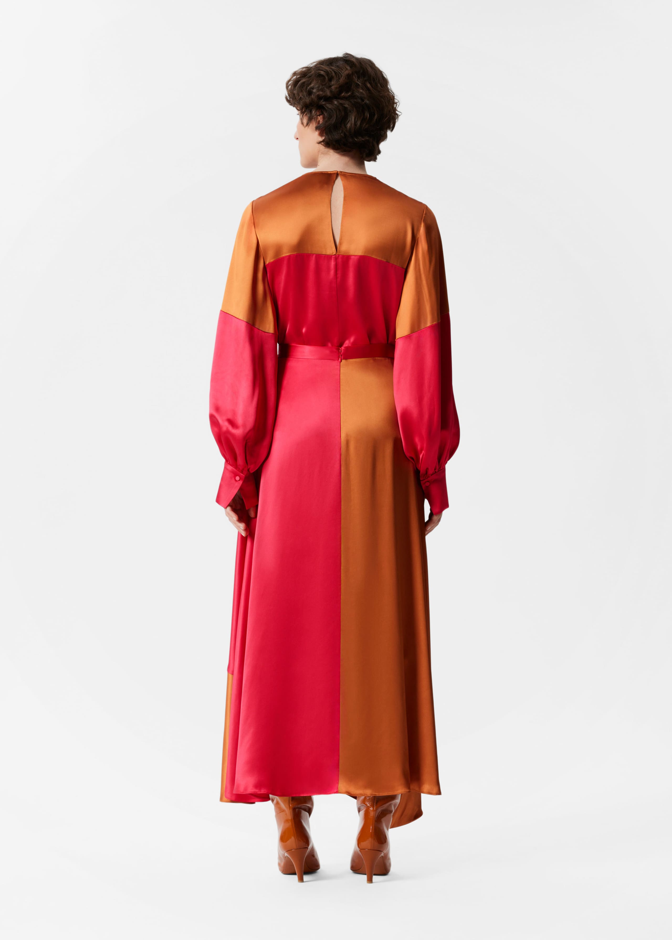 Image of Satinbluse in Colour-Block-Optik