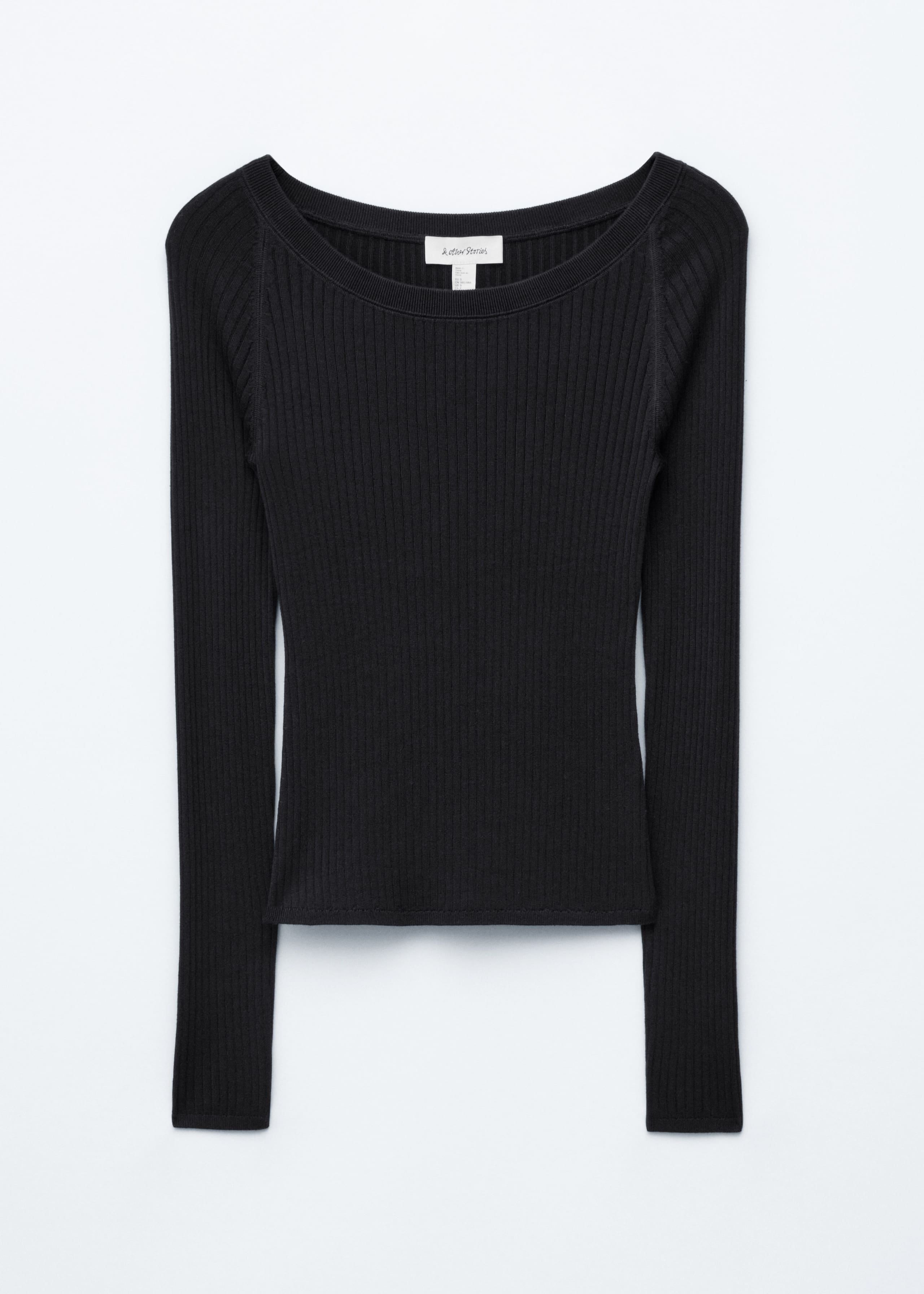 Image of Boat-Neck Rib-Knit Top