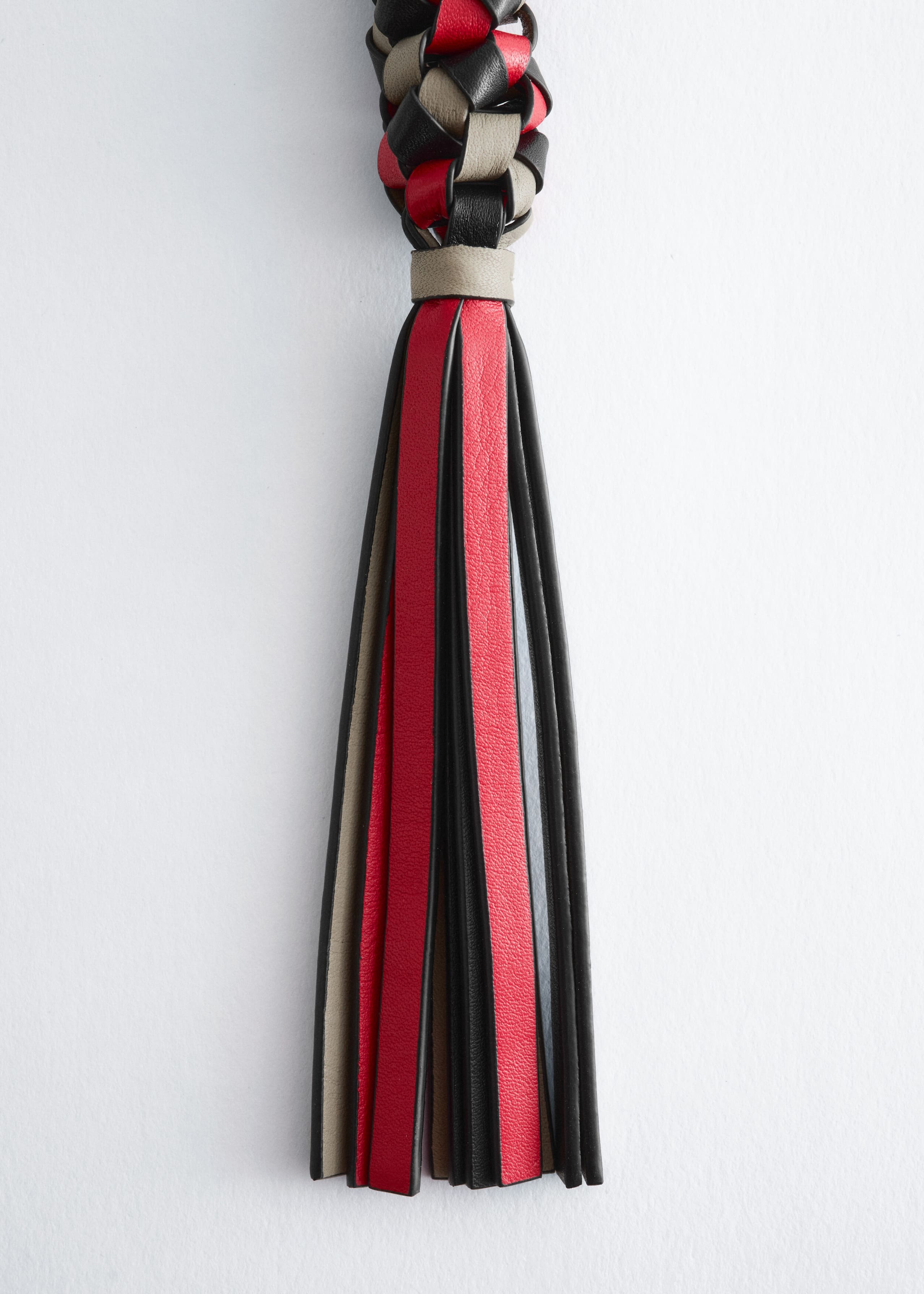 Leather Tassel Bag Charm - Red/Black/Grey - Still Life