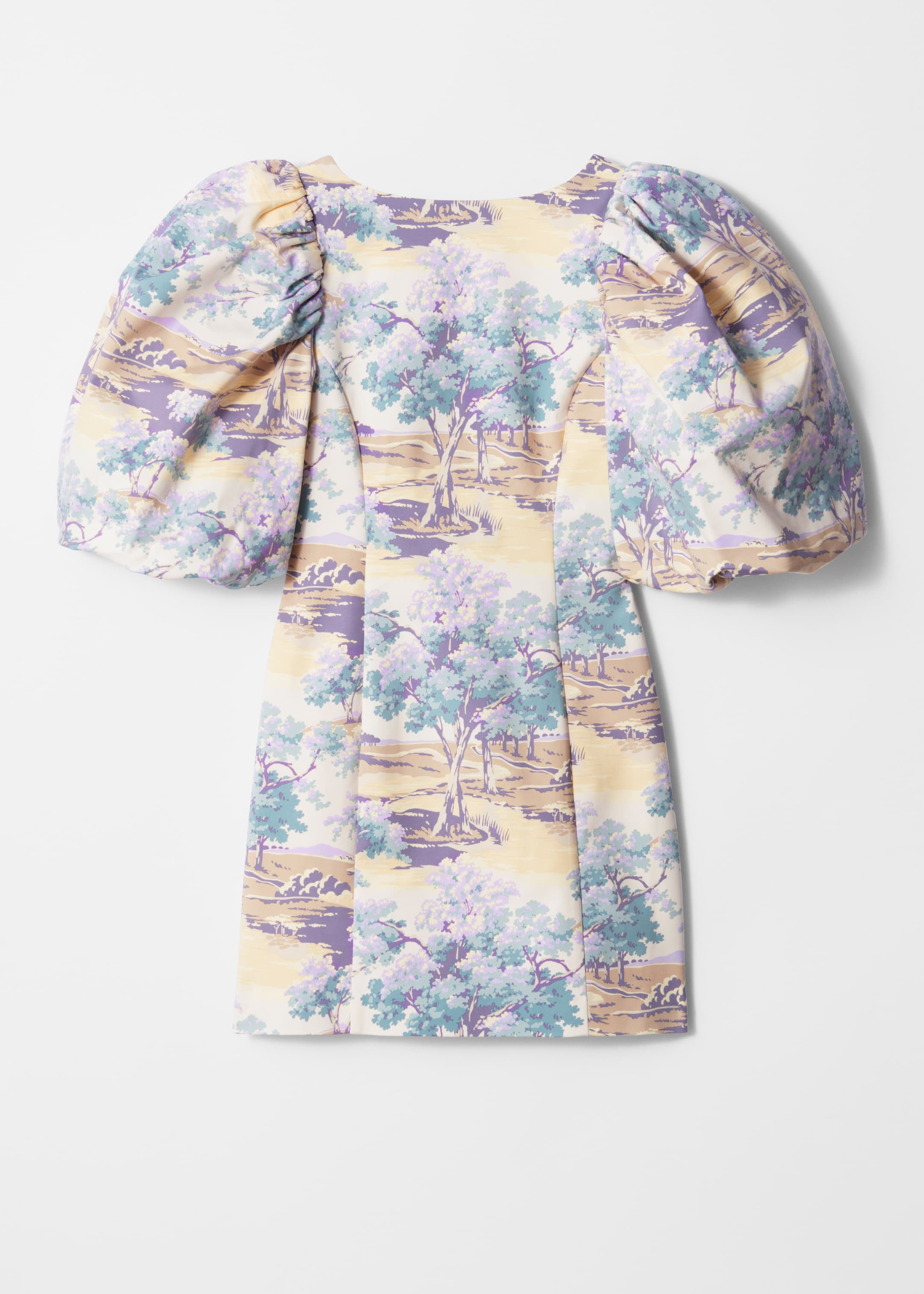 Vis større bilde: Minikjole med pufferme - Gult mønster - DAME | H&M NO 5