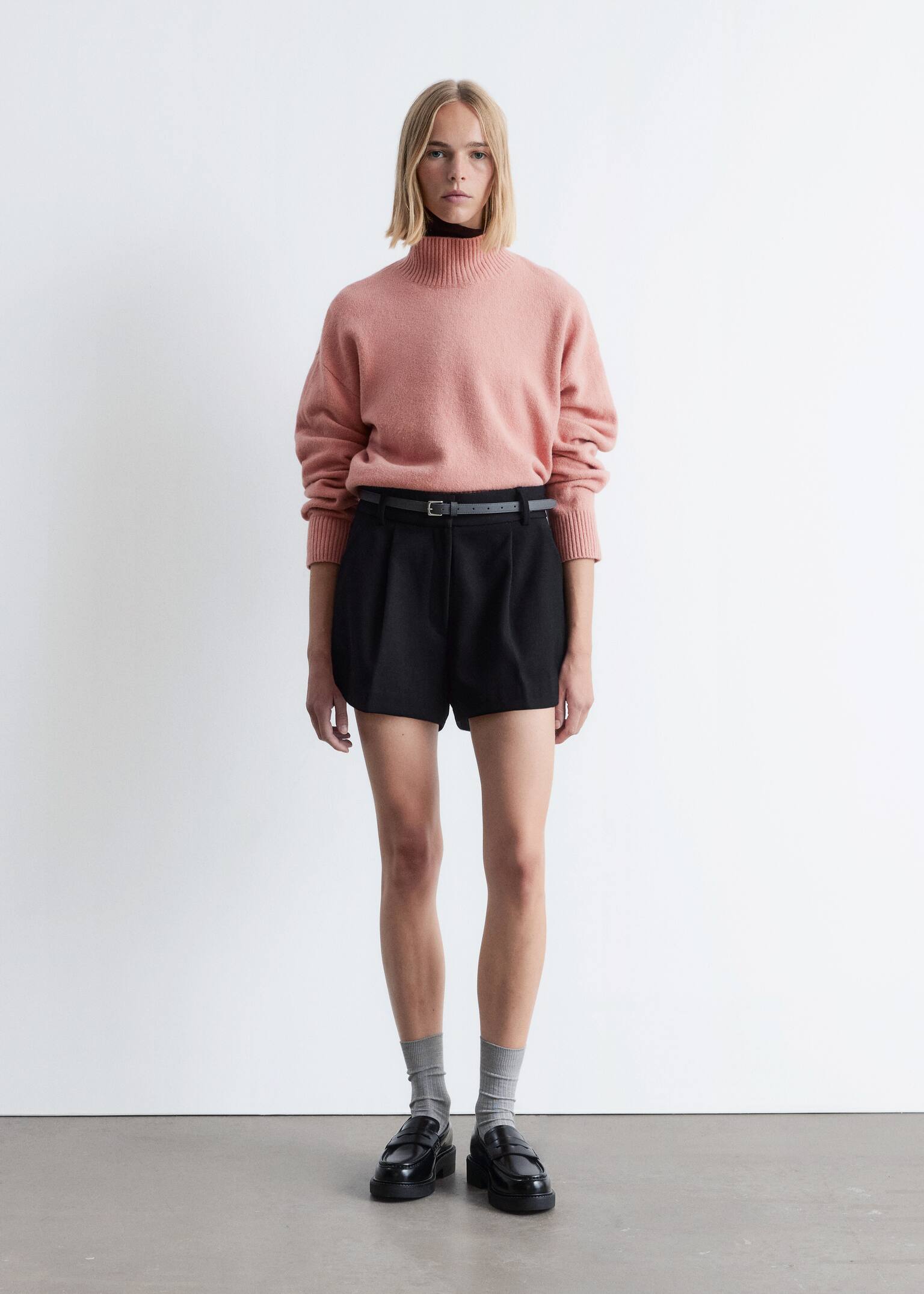 Rollkragenpullover - Rosa/Dunkles Graubraun/Schwarz/Weinrot/Dunkelbeige - 6