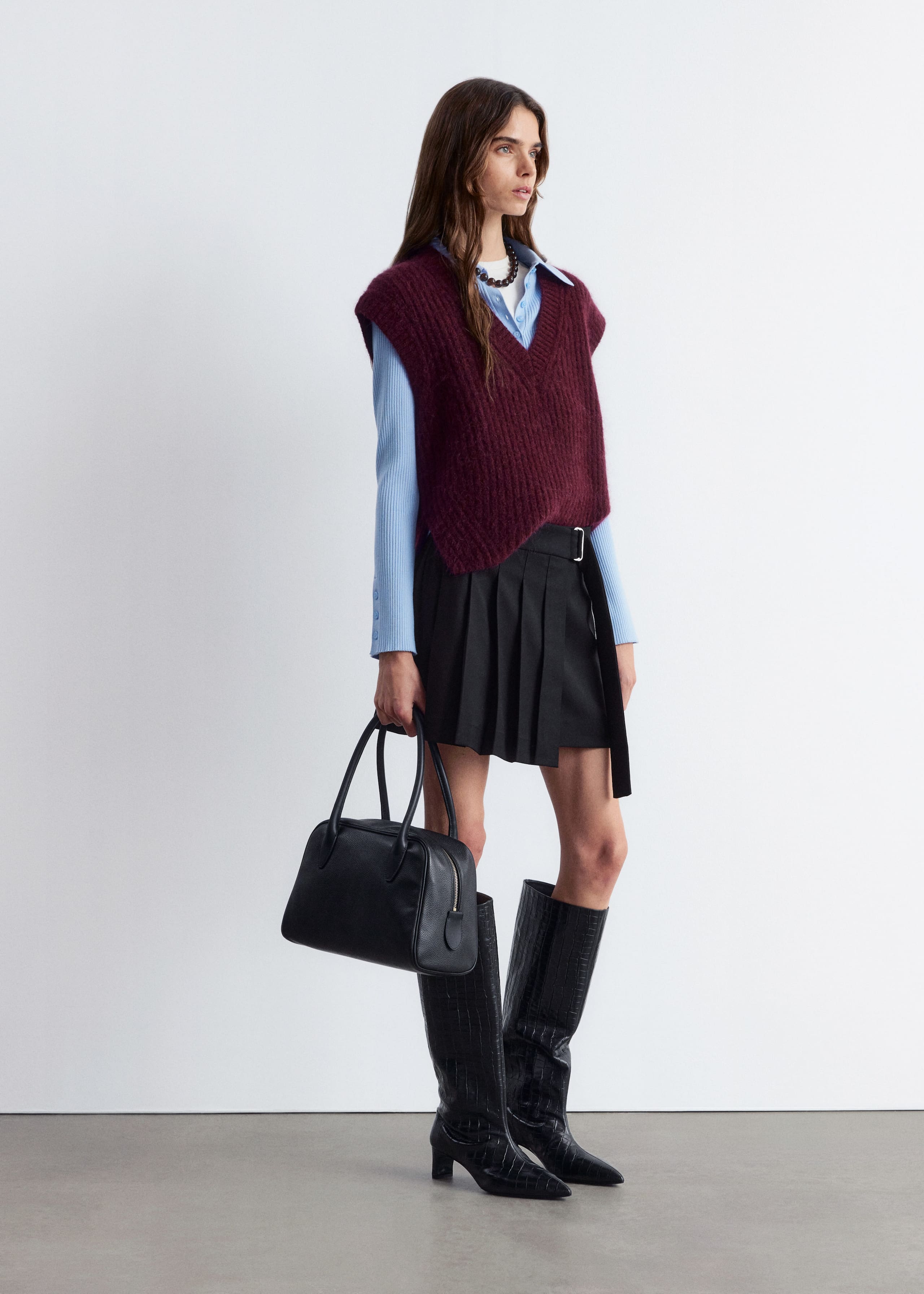Image of Pleated Wrap Mini Skirt