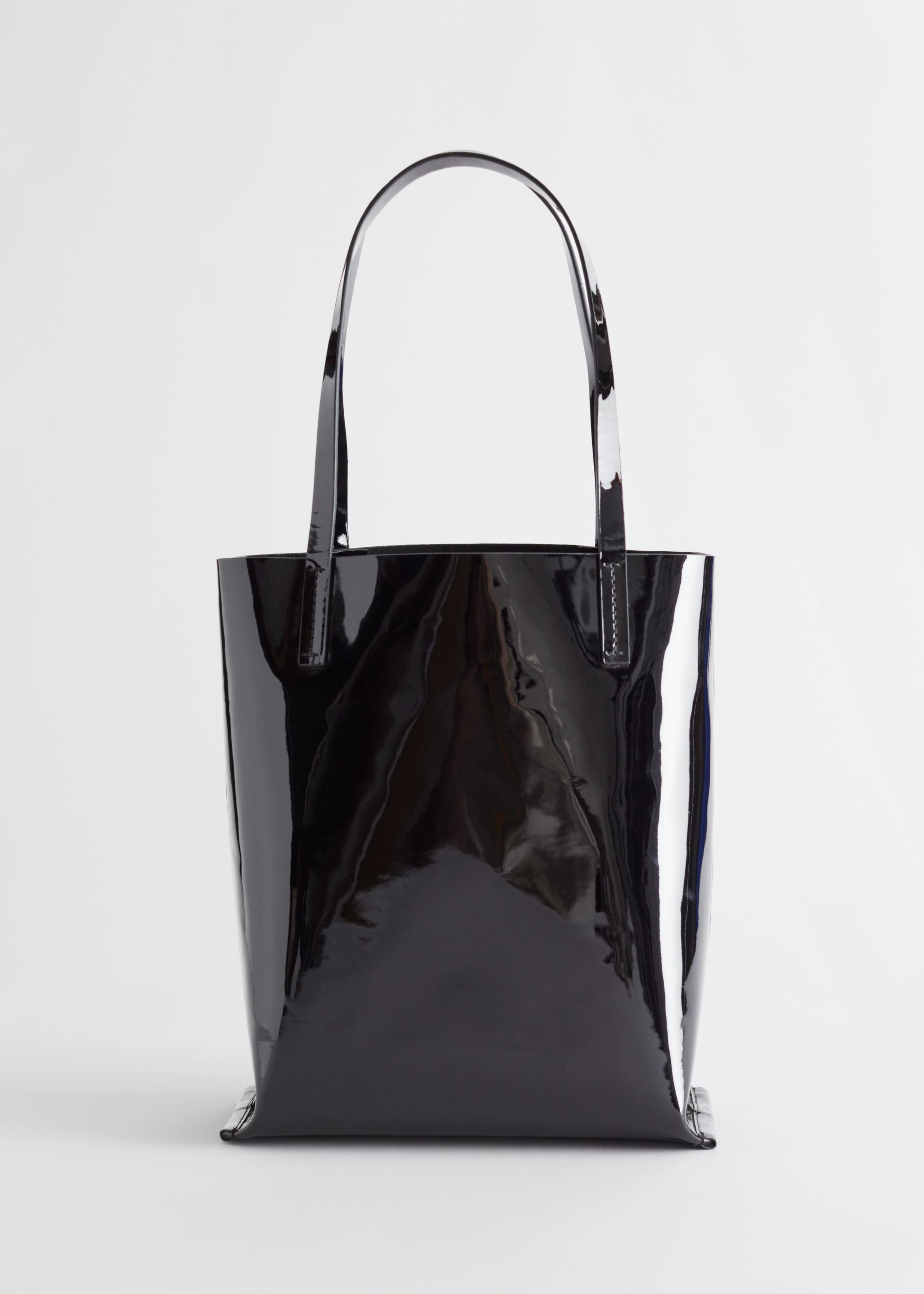 Small Patent Tote Bag - Black - Still Life