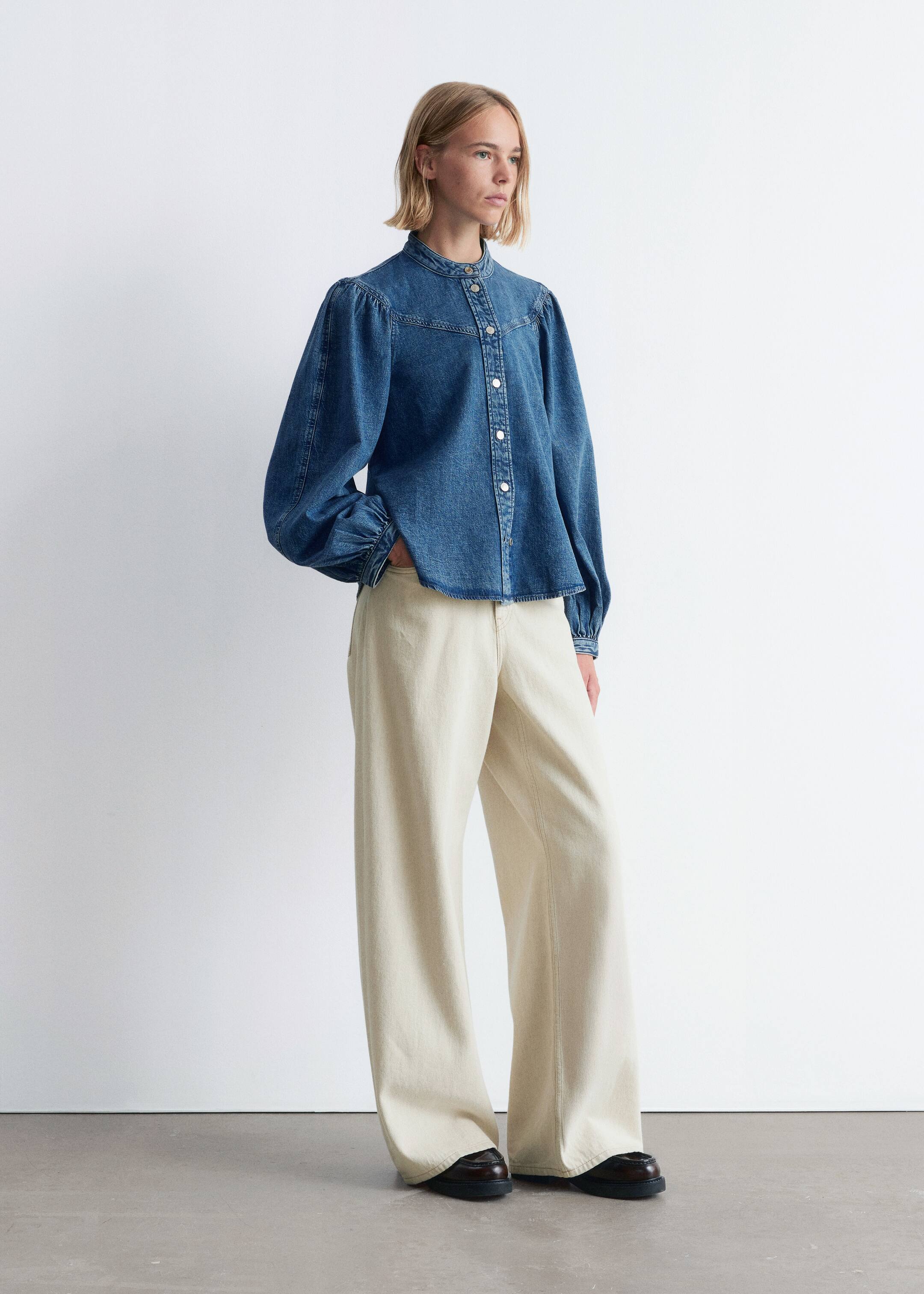 Visualizza immagine più grande: Camicetta in denim con maniche a sbuffo - Blu medio - DONNA | H&M IT 5