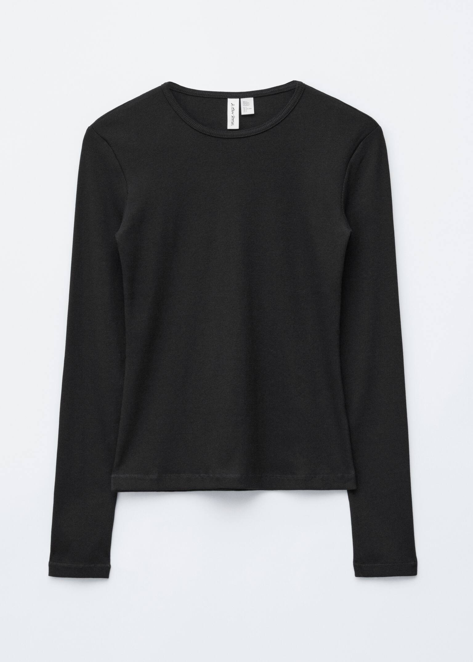 Geripptes Langarmshirt - Black/Hellgrau/Weiß - 2