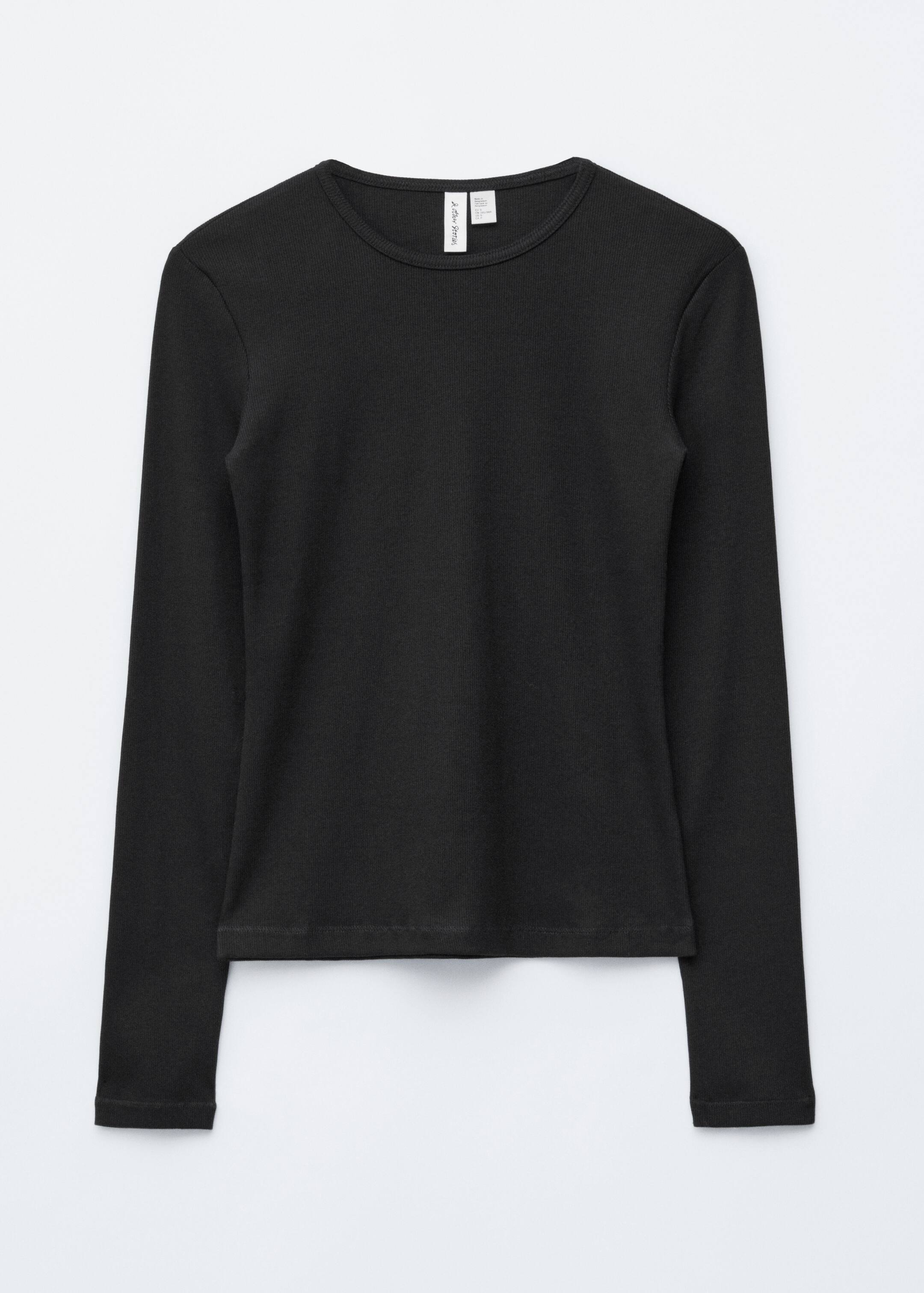 Visa större bild: Ribbad långärmad topp - Black - DAM | H&M SE 6