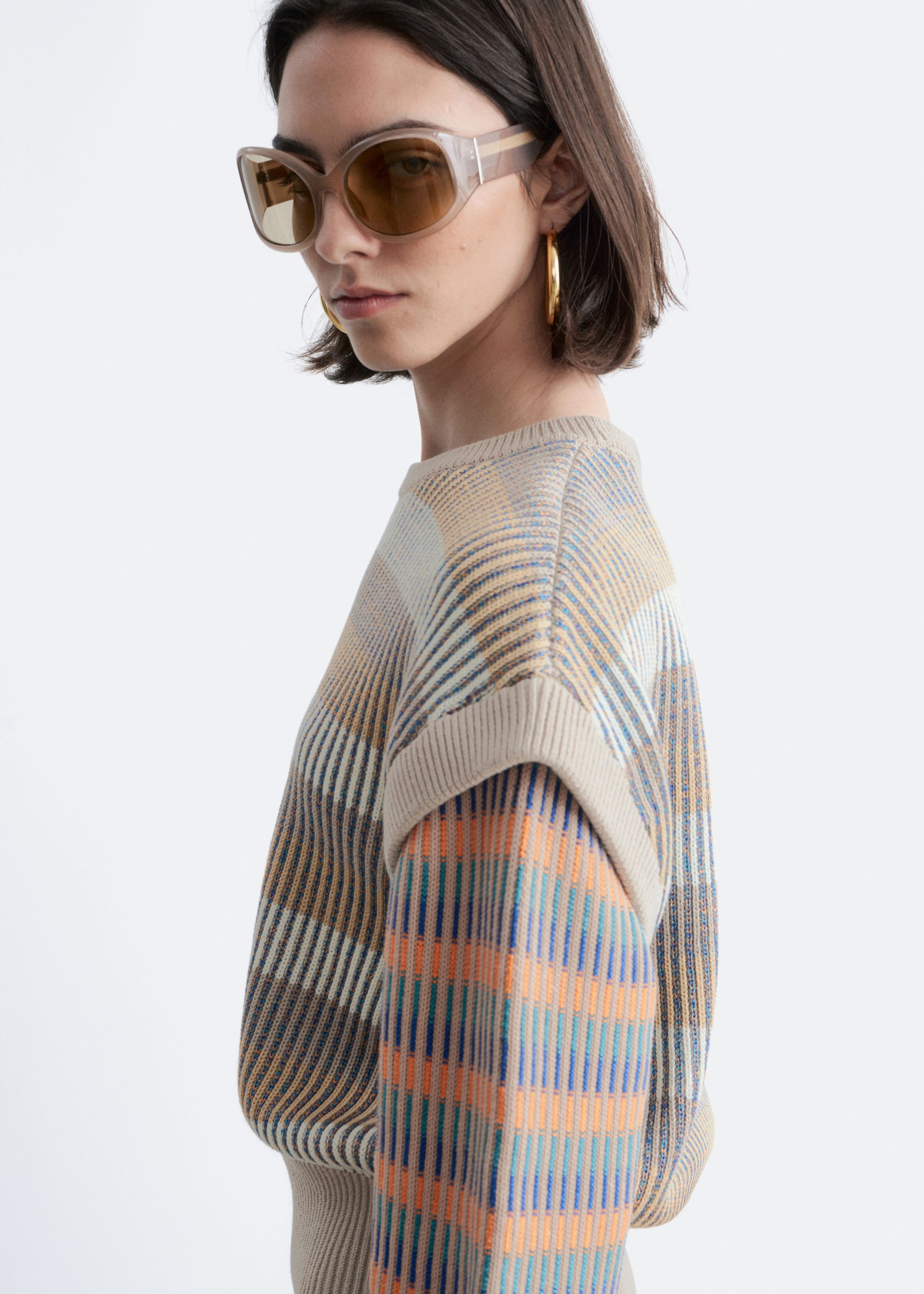 Image of Striped Panel Knit Jumper