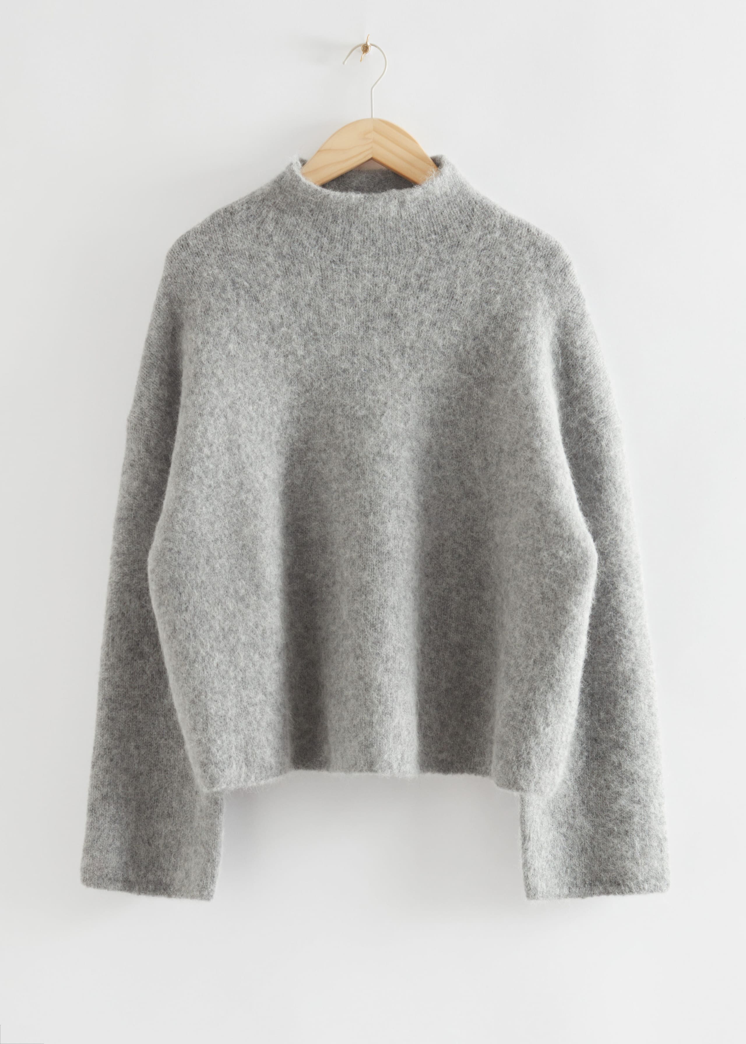 OversizedMockNeckWoolJumper - Light Grey - Natura morta