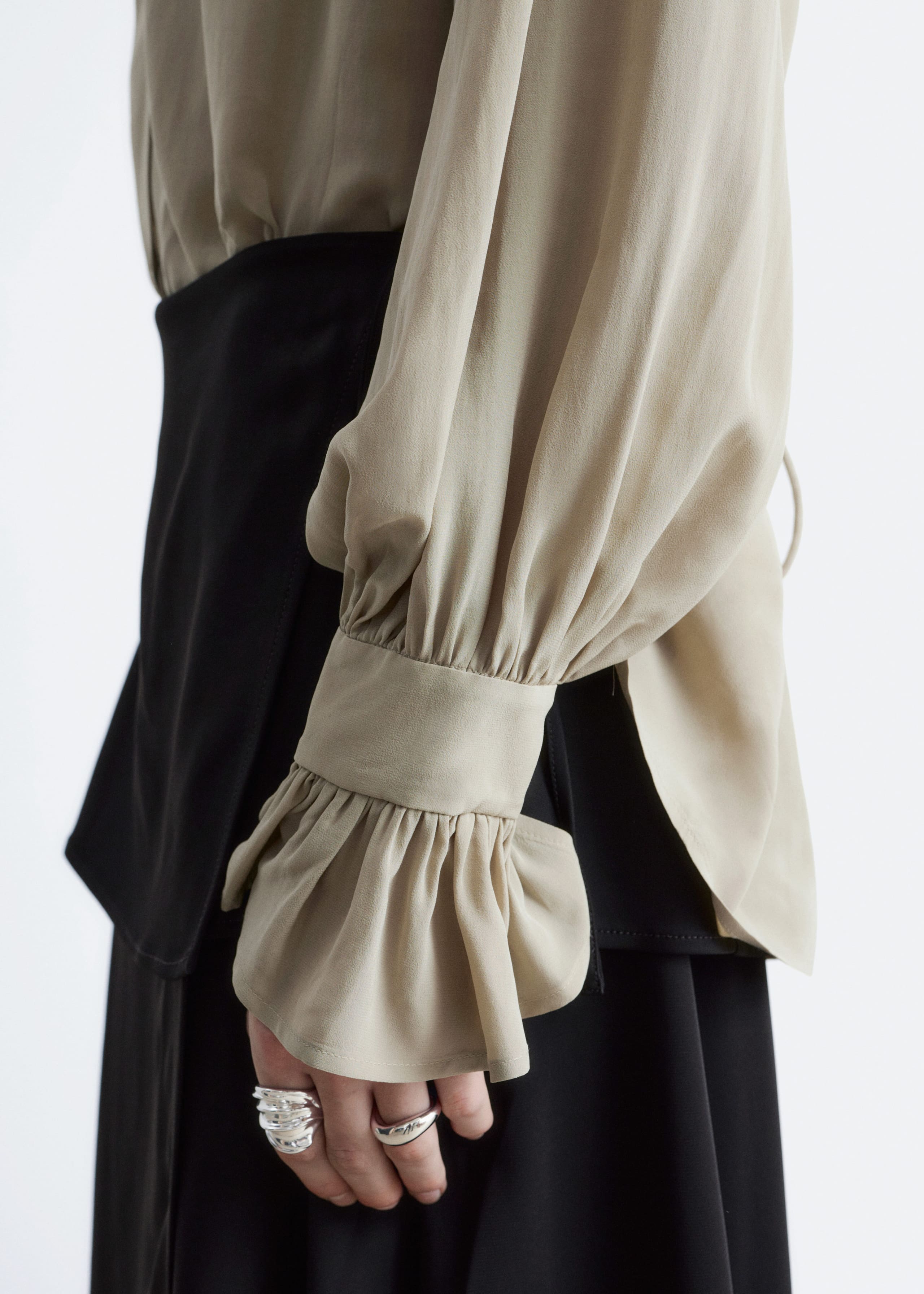 Image of Tie-Back Gathered Blouse