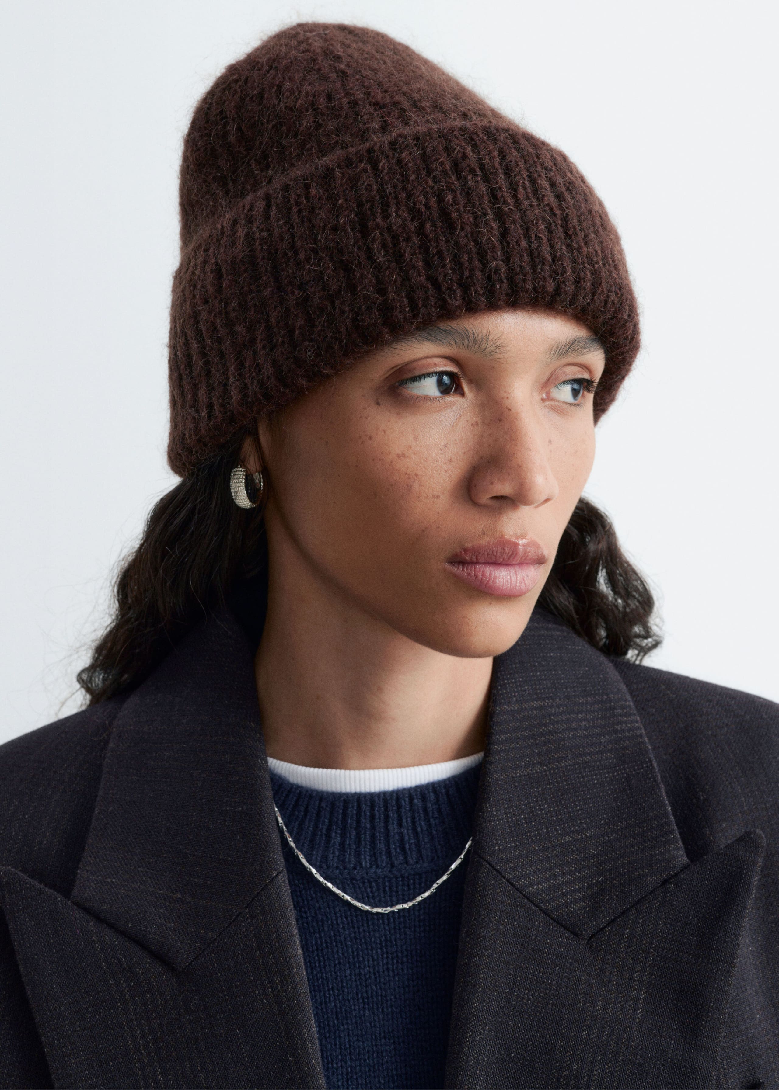 Wool Blend Beanie - Dusty blue - Lookbook