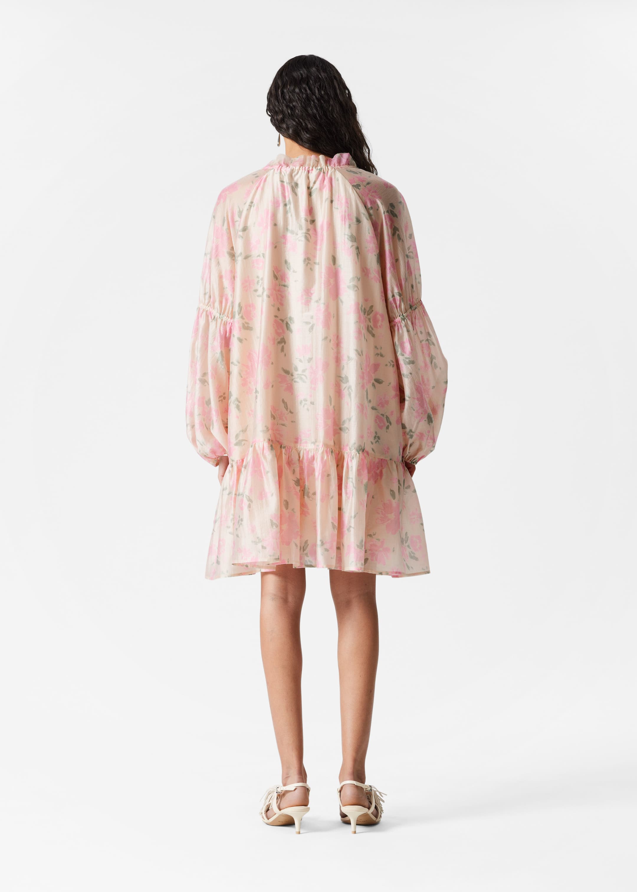 Visualizza immagine più grande: Mini abito con balze - Motivo floreale beige/rosa - DONNA | H&M IT 3