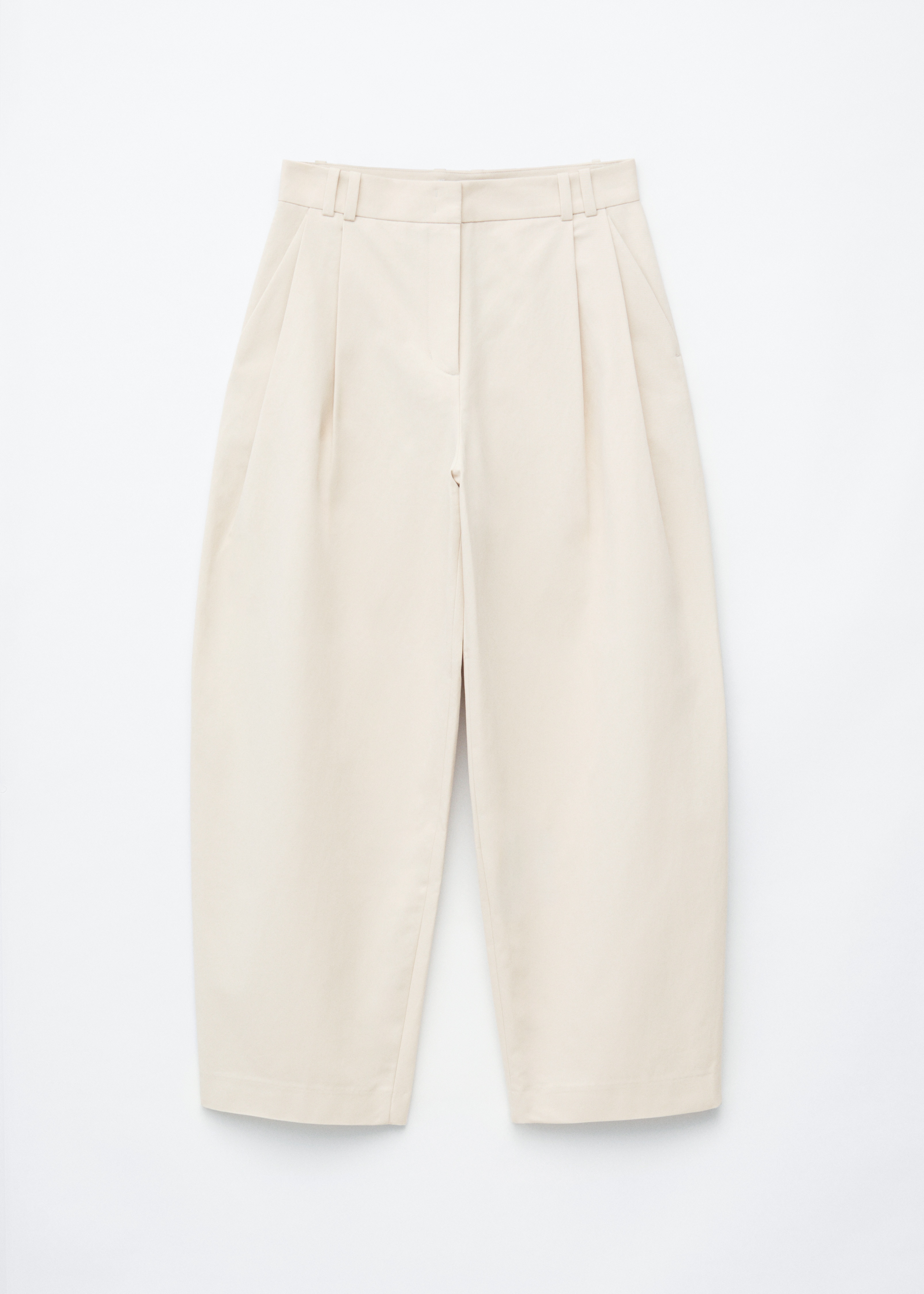 Pantalones recortados con perneras de barril - Blanco roto