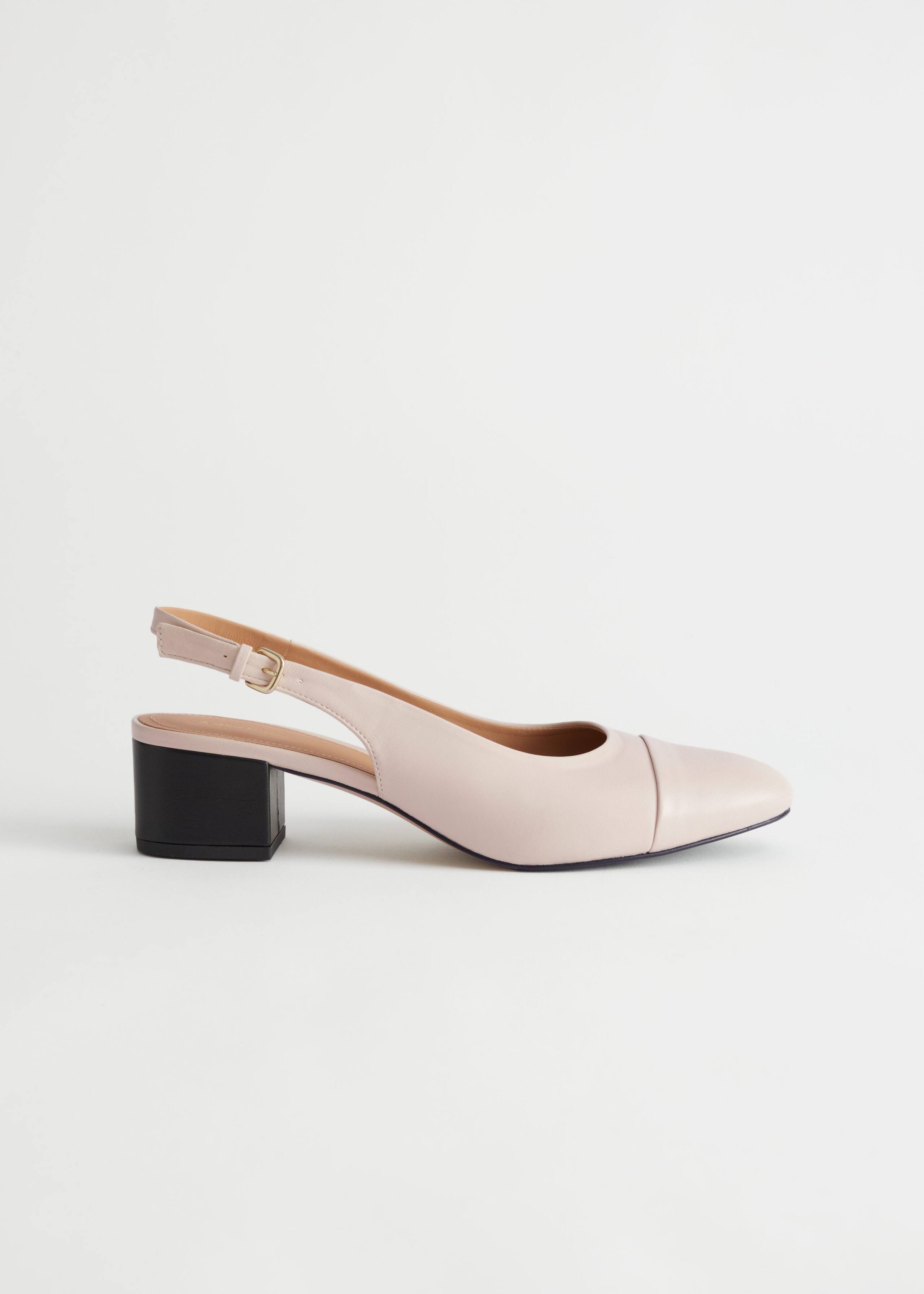 Image of Slingback Block Heel Leather Mules