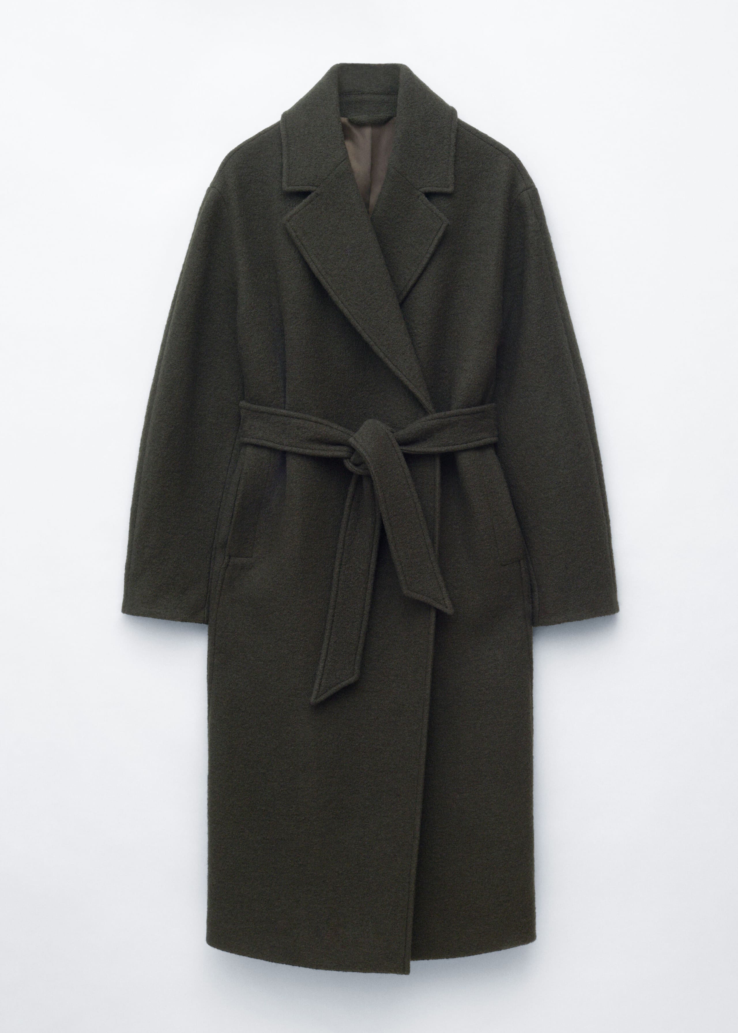 Manteau volumineux en laine avec ceinture - Vert foncé - Still Life