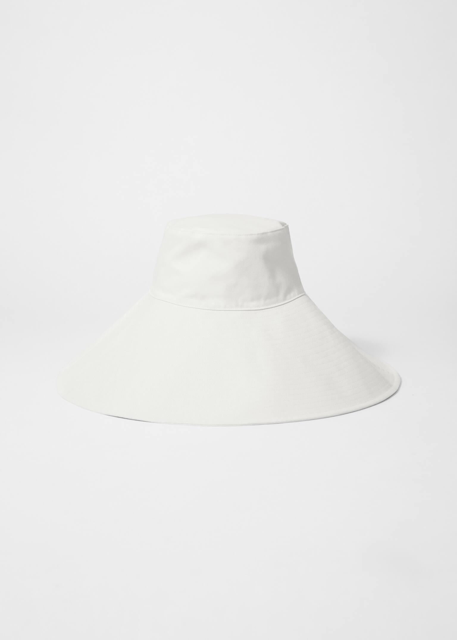 Wide-Brim Cotton Sun Hat - Biela/Čierna