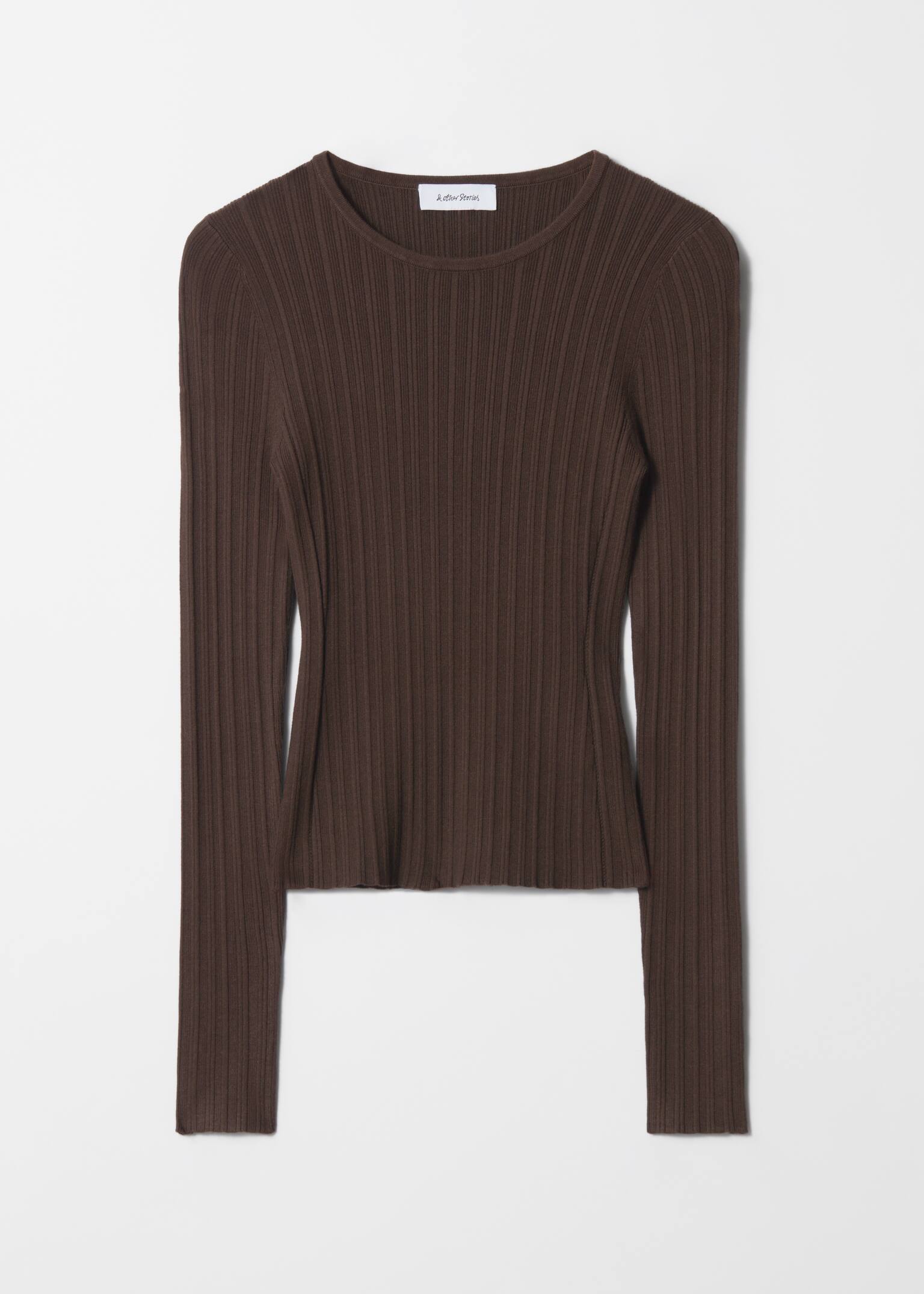 Žebrovaný top - Tmavě hnědá/Cream