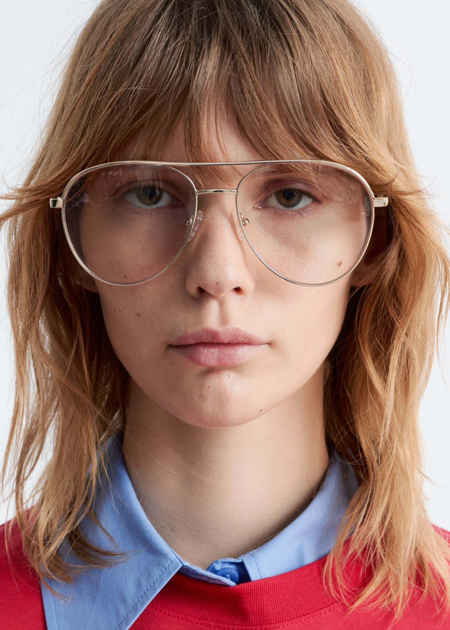 Sonnenbrille mit schmalem Pilotenrahmen - Gold/Transparent