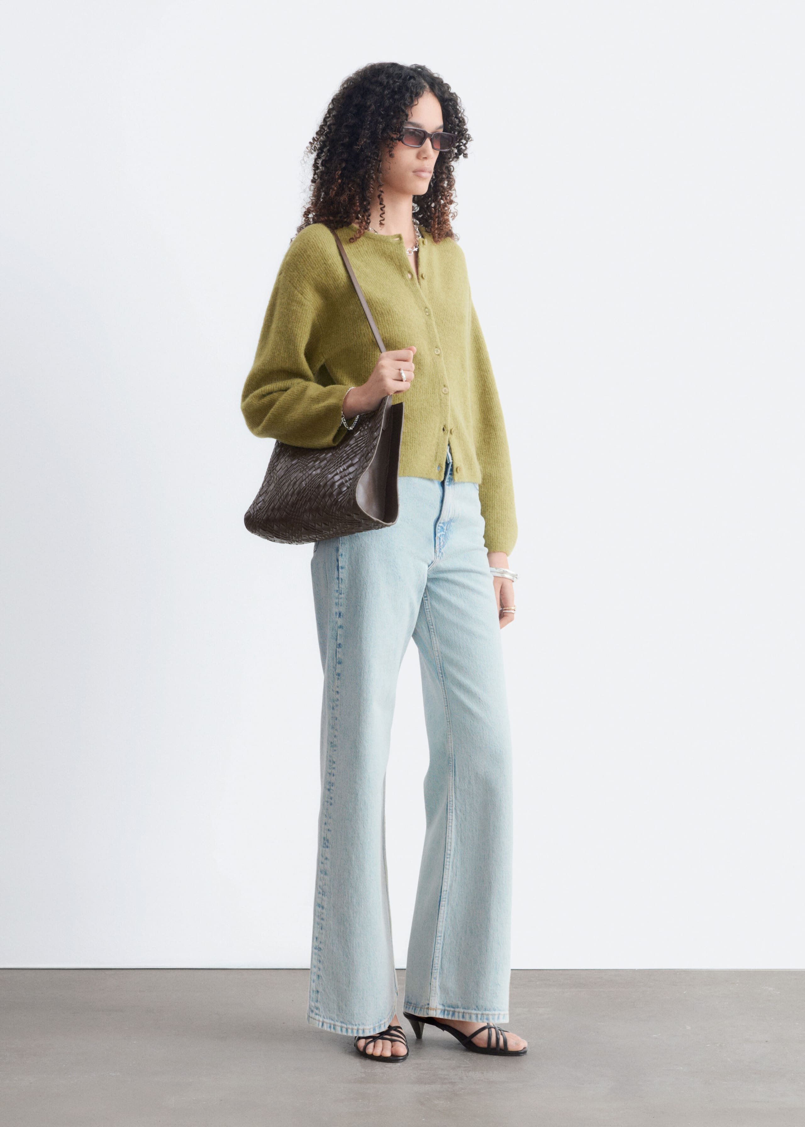 Alpaca-Blend Knitted Cardigan - Green - Still Life