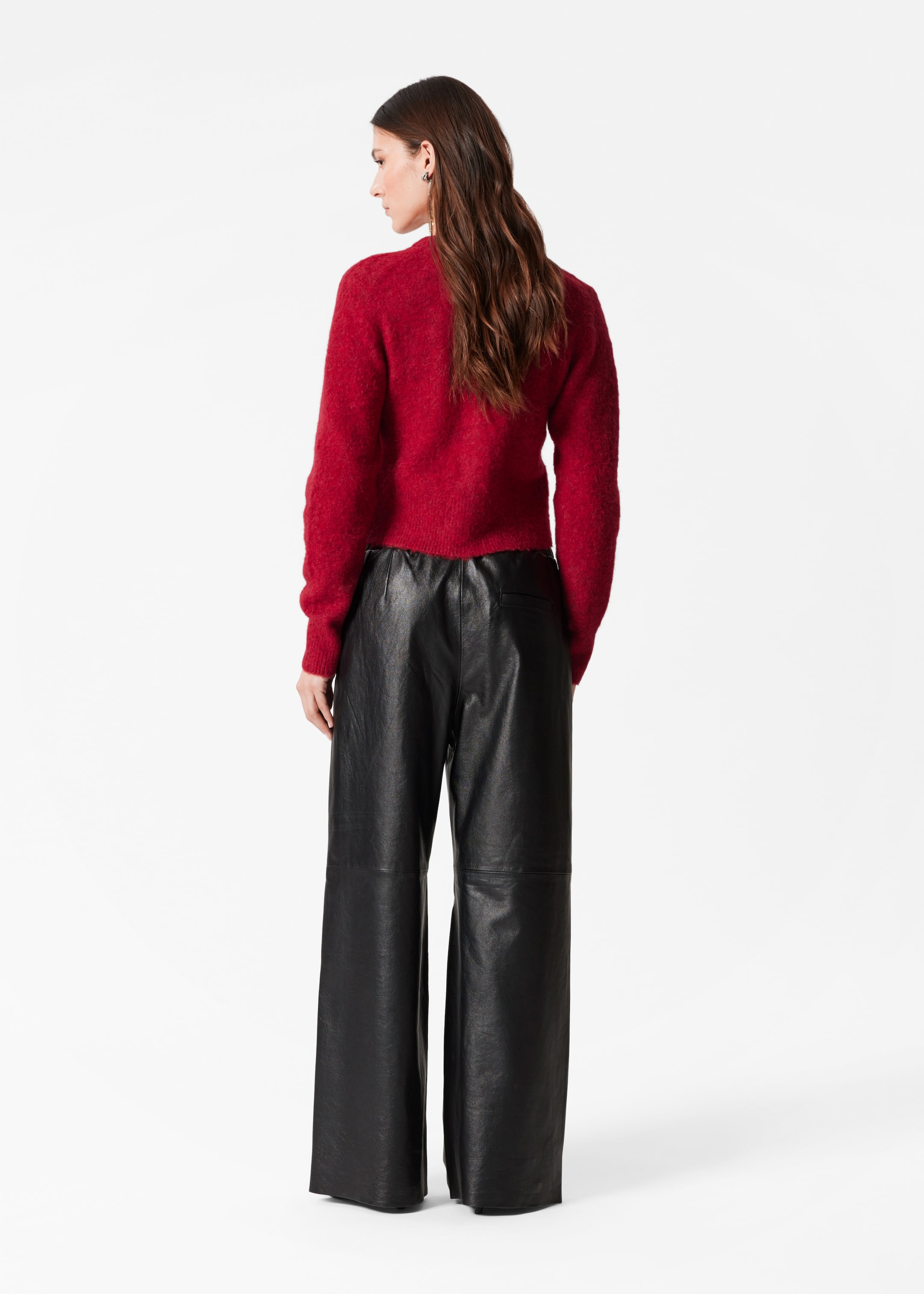 Visa större bild: Stickad cardigan i alpackablandning - Mörkröd - DAM | H&M FI 5