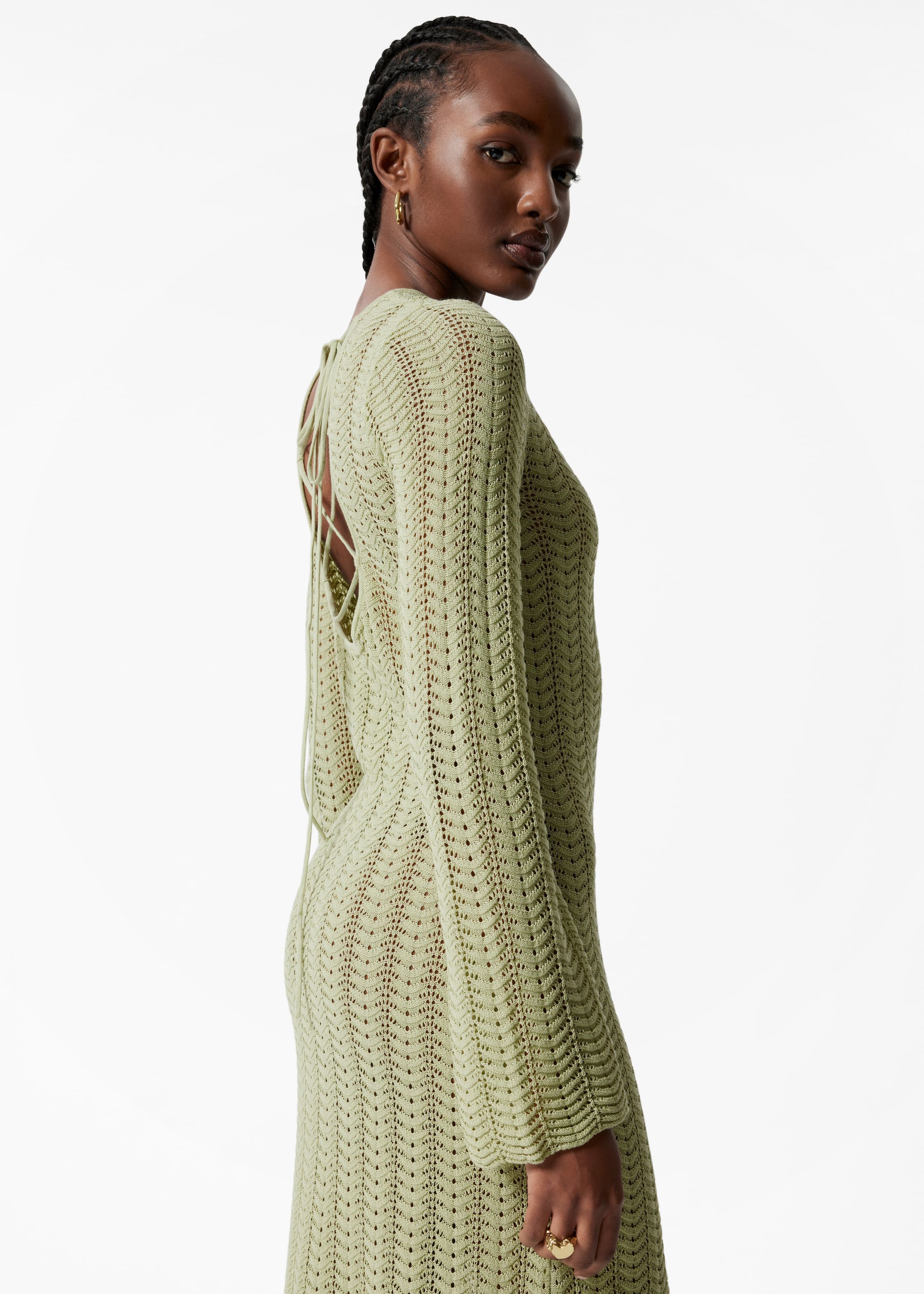 Visualizza immagine più grande: Abito midi in maglia pointelle - Verde chiaro - DONNA | H&M IT 2
