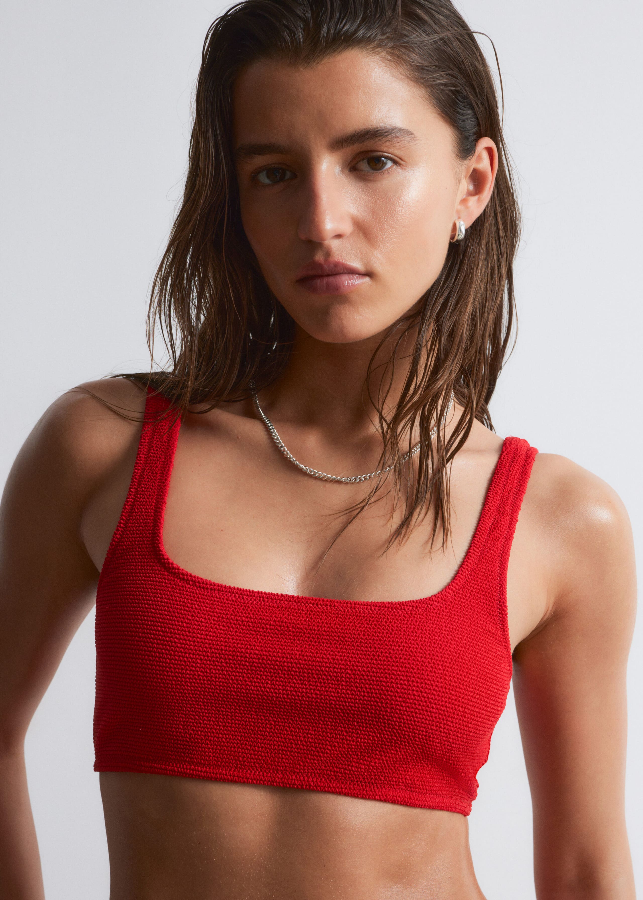 Textured Bikini Top - Dark Brown - Lookbook