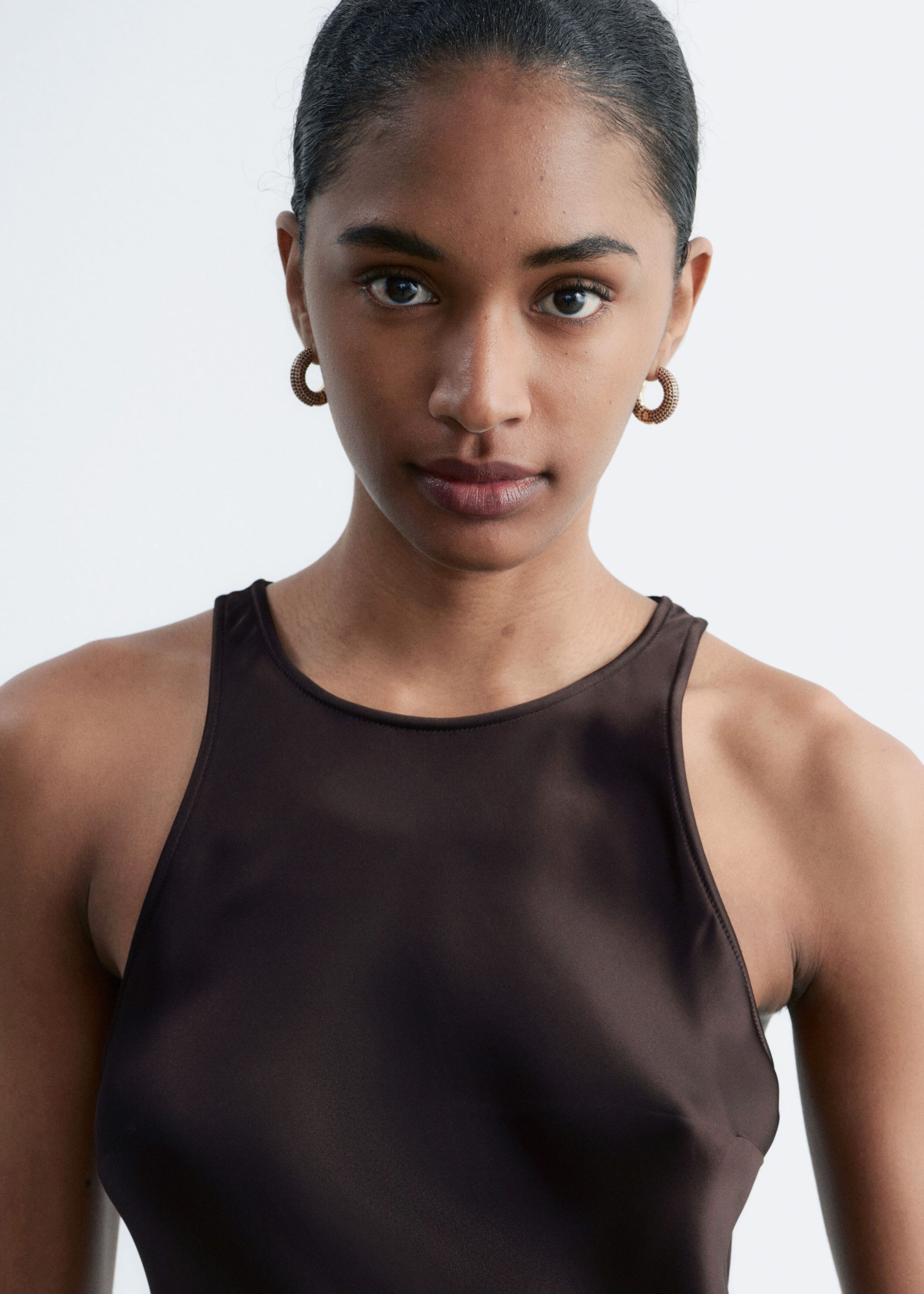 Image of Sleeveless Satin Midi Dress