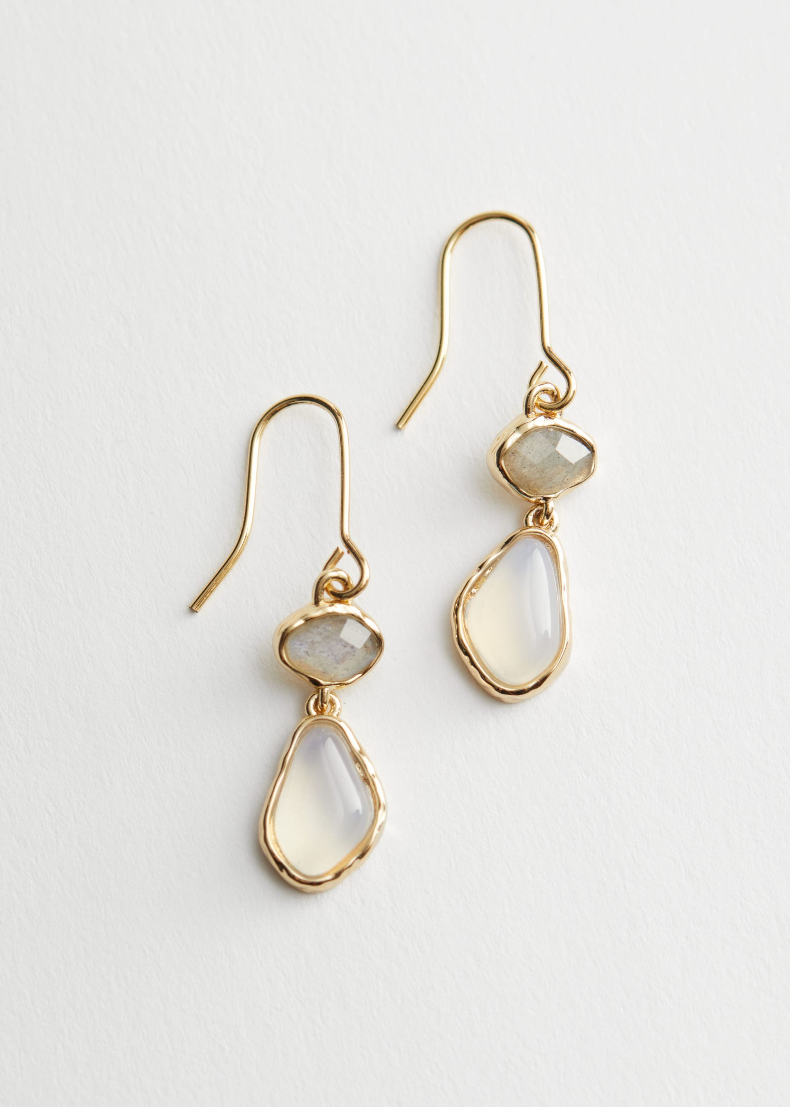 Orecchini con ciondolo e gemme - Blu/Verde - Natura morta