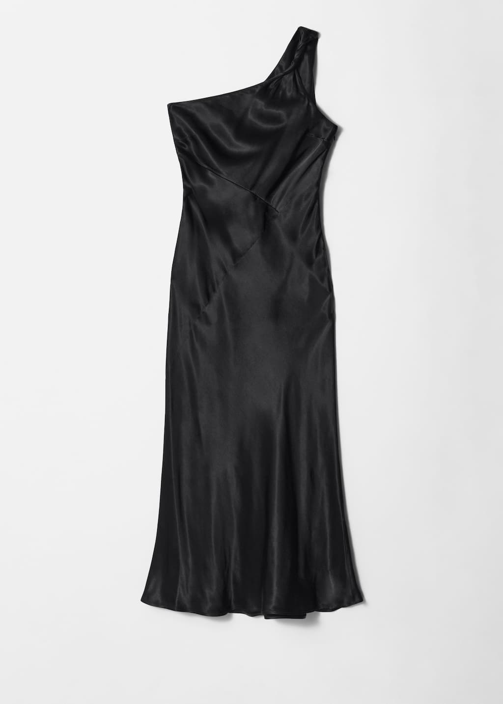 Image of One-Shoulder Satin Midi Dress