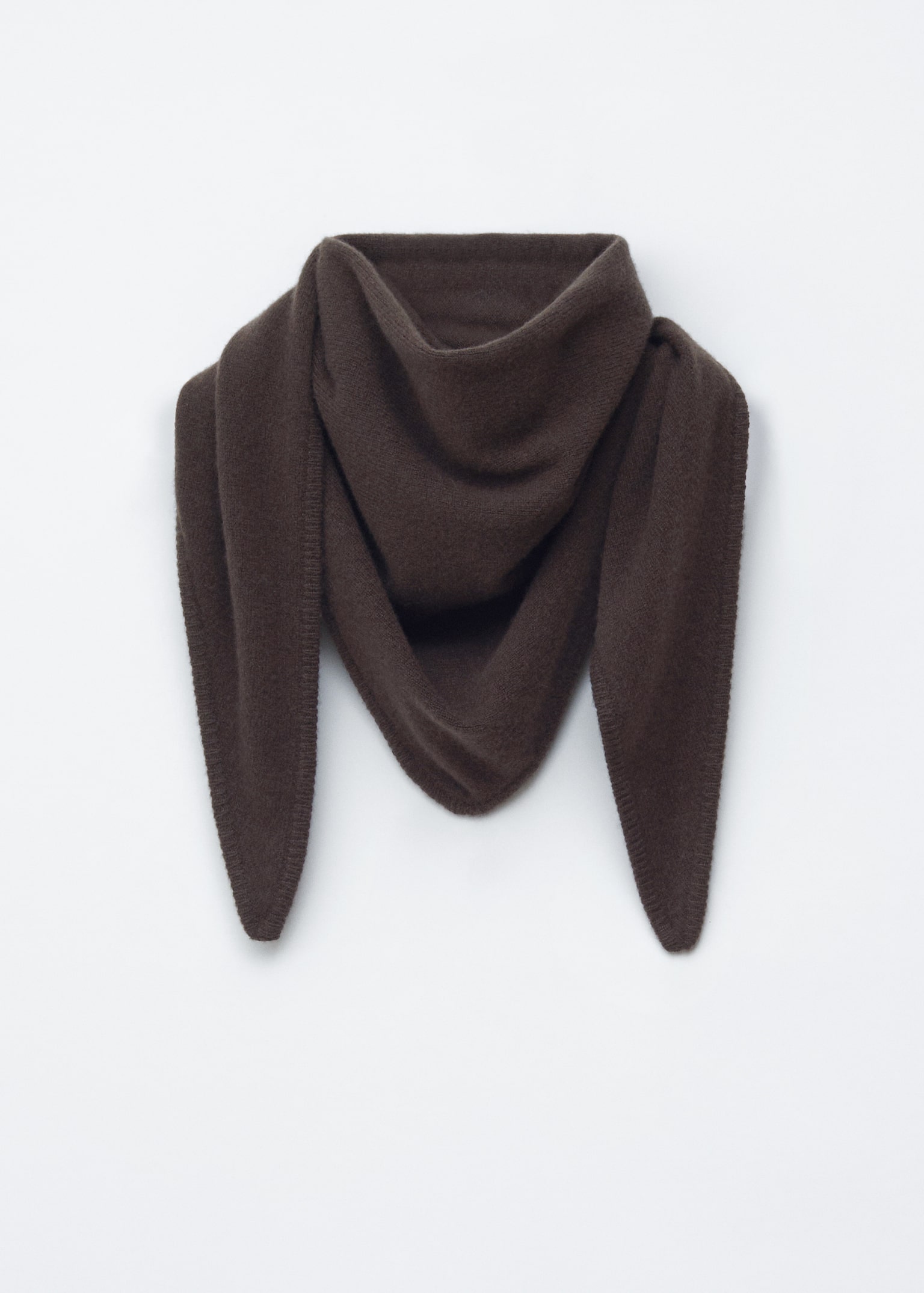 Wool Triangle Scarf - Dark Brown/Grey Melange/Black