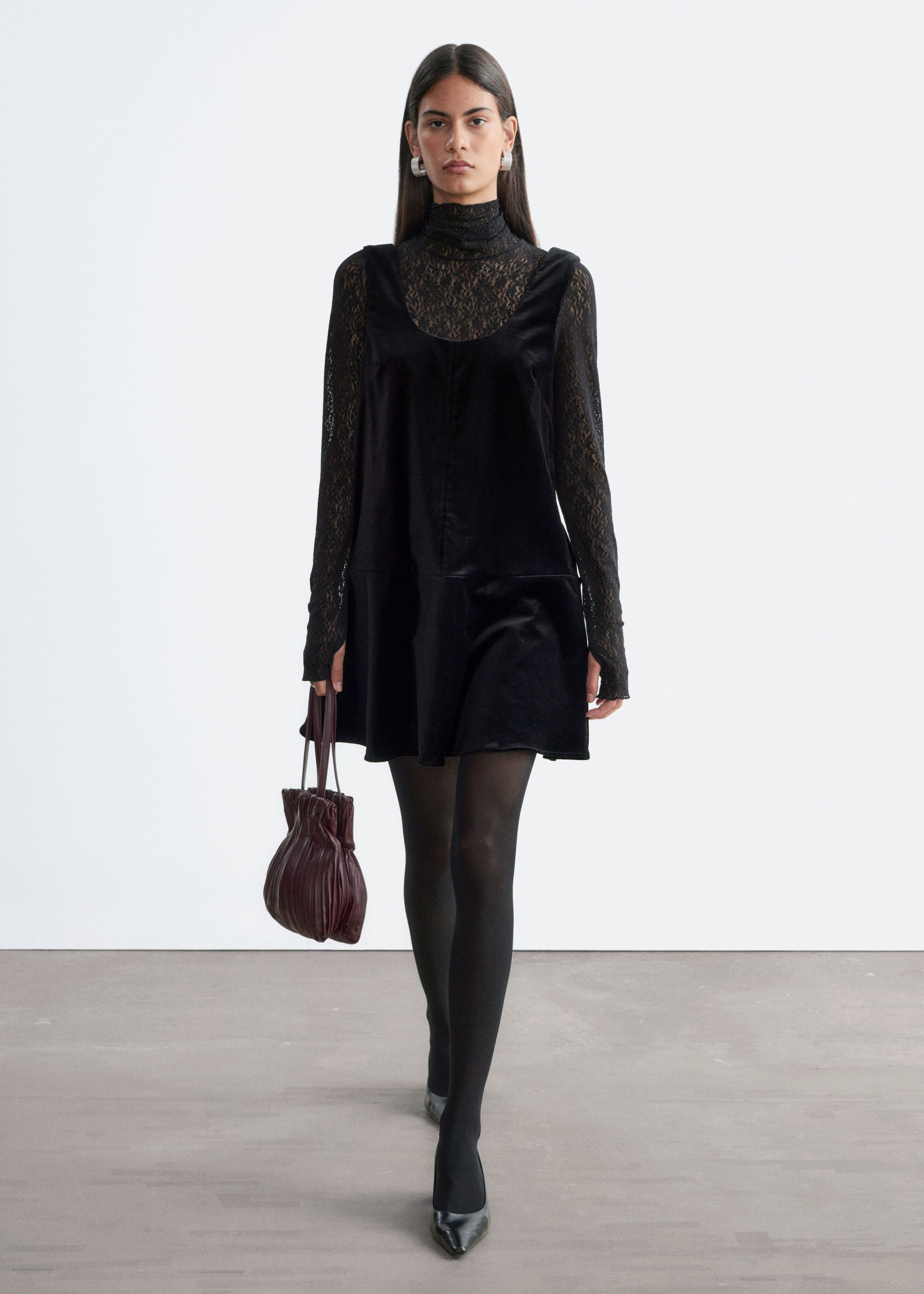 Velvet Mini Dress - Black - Lookbook