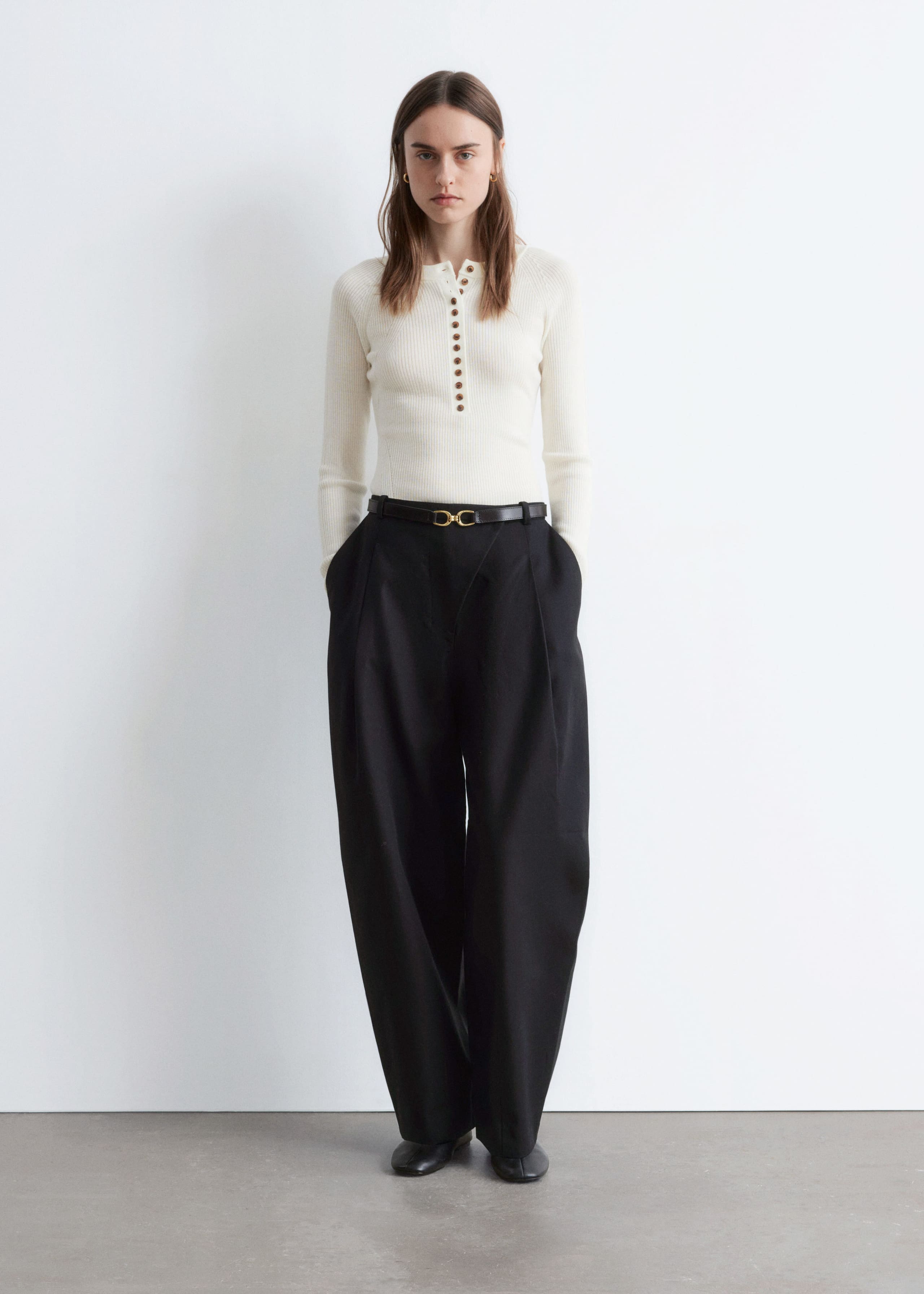 Image of Oberteil aus Wolle mit halblanger Knopfleiste