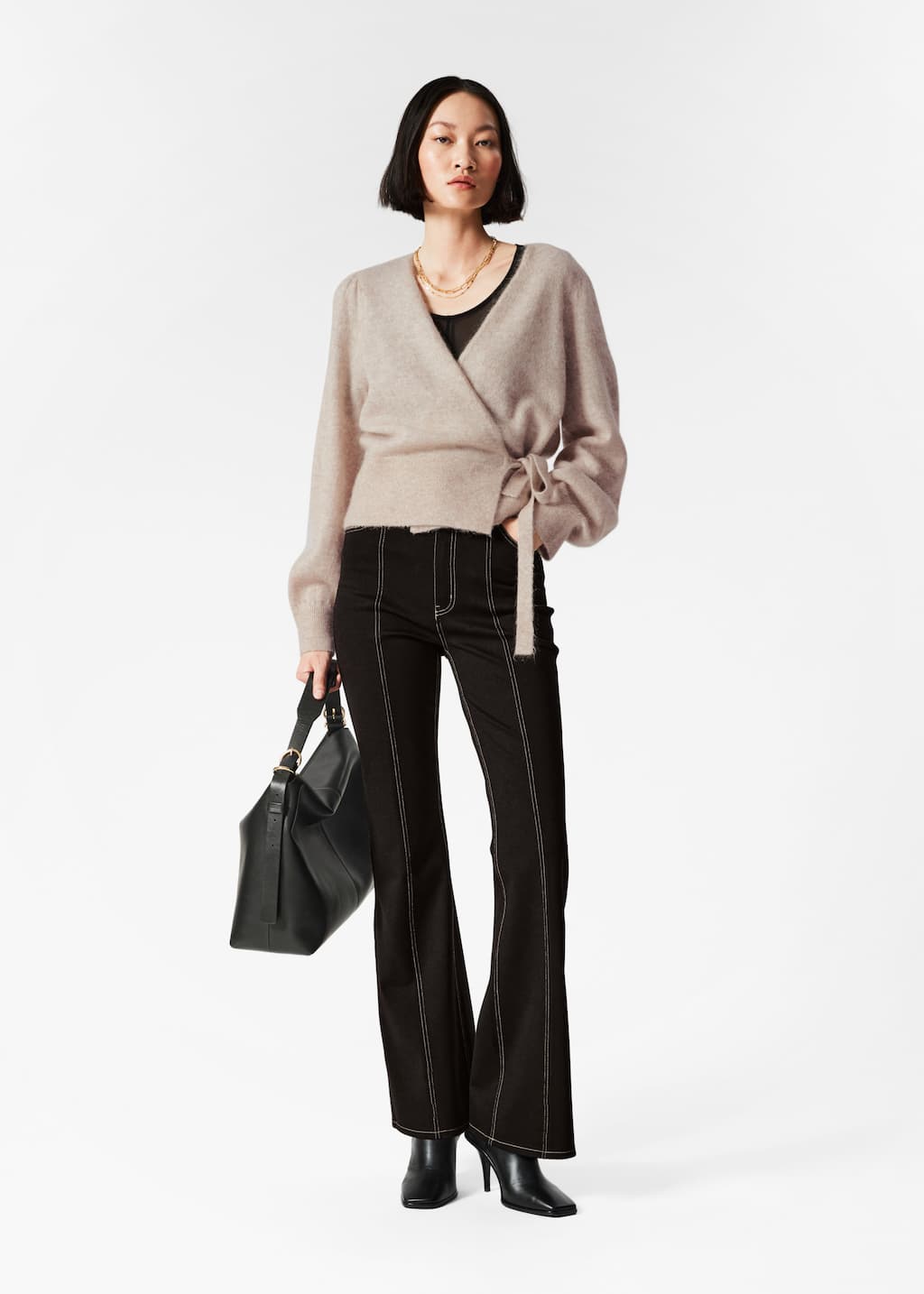 Image of Mohair-Blend Knitted Wrap Cardigan