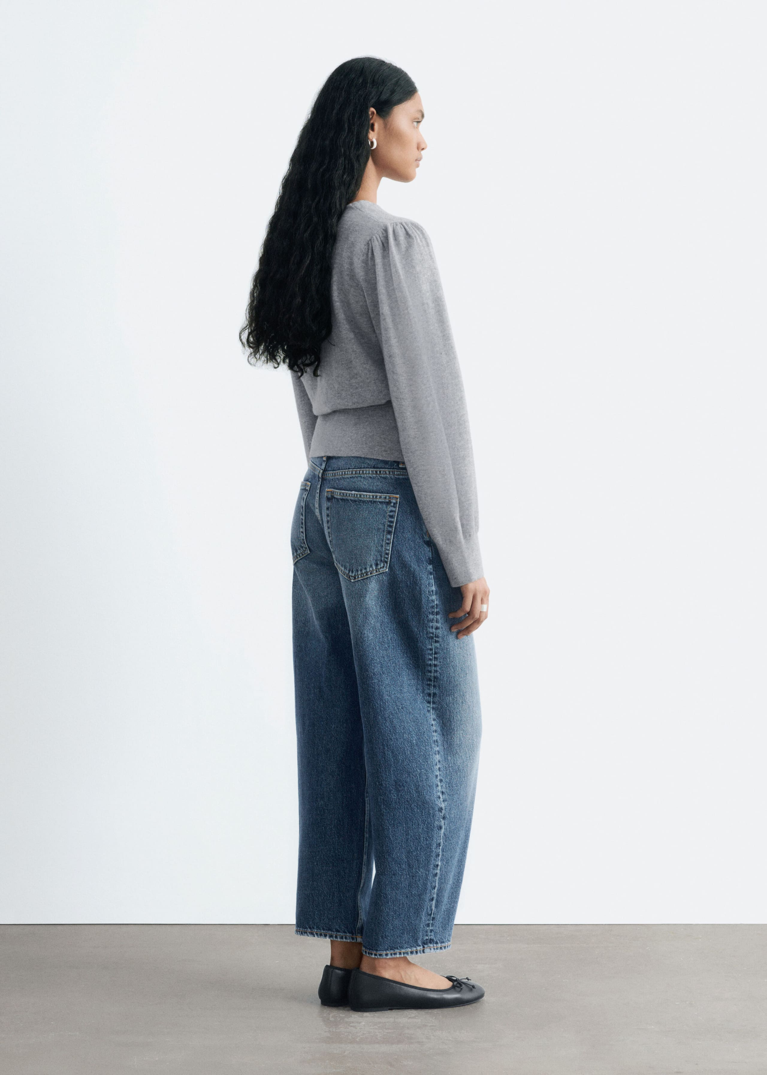 Merino Wool Wrap Cardigan - Blue Melange - Lookbook
