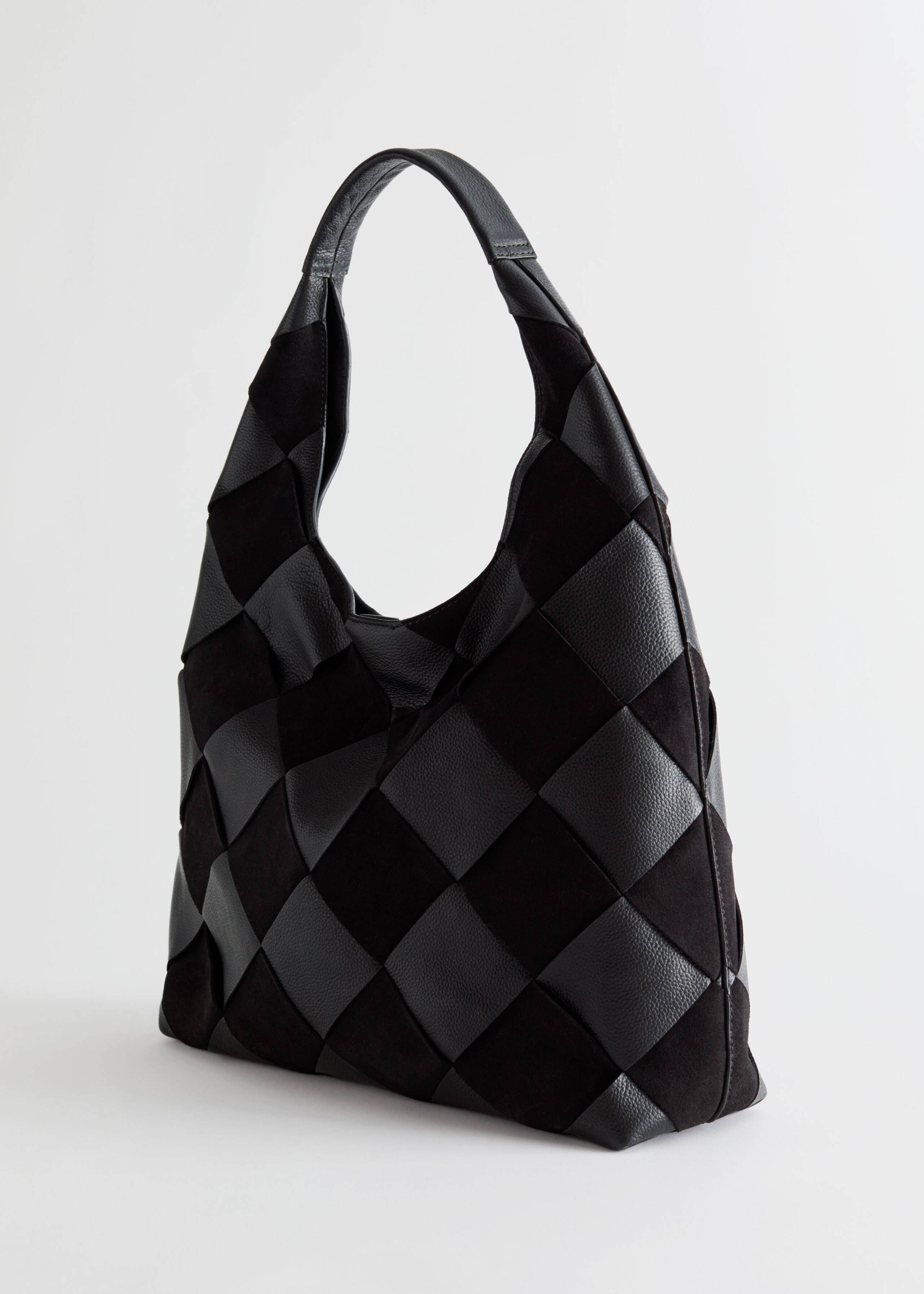 Braided Leather Tote Bag - Black - Still Life