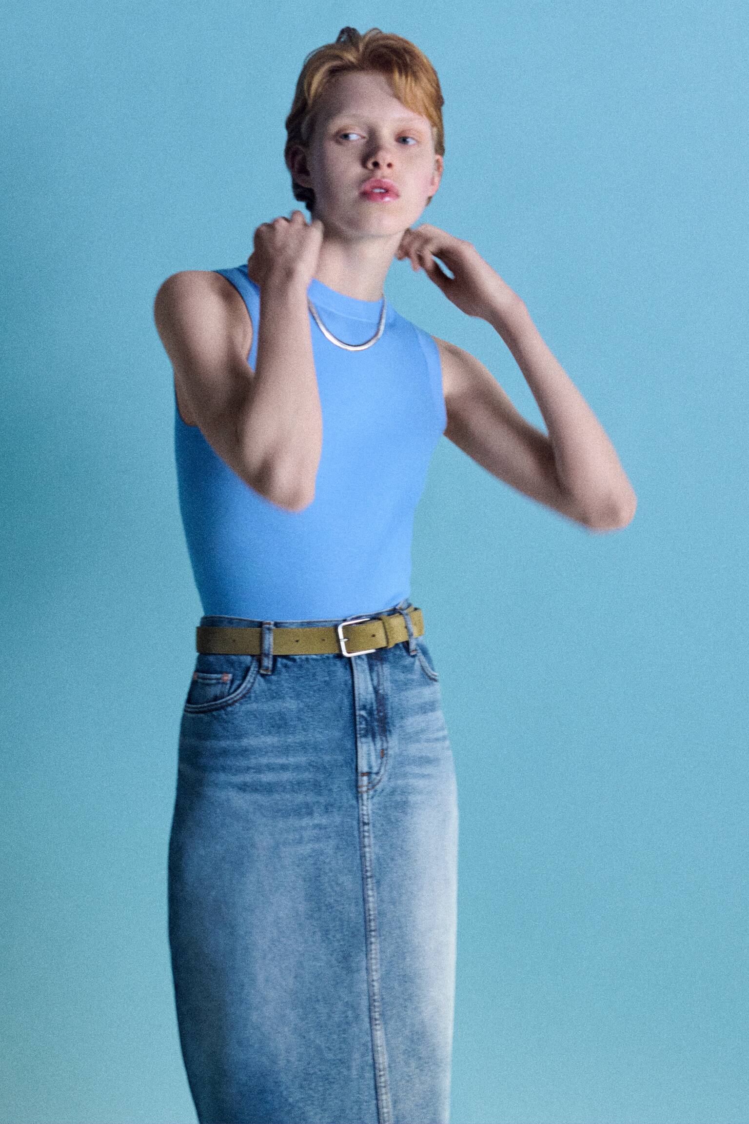 אפודת קשמיר סרוגה - תכלת/אדום - 10