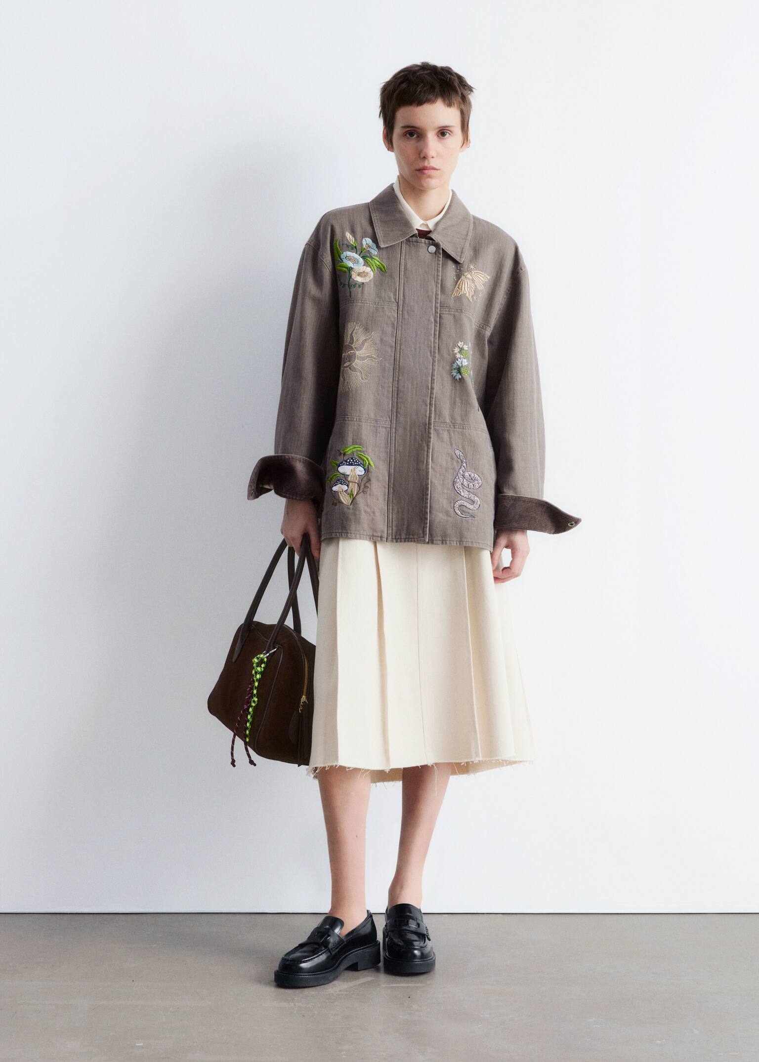 Embroidered Shirt Jacket - Mole/Embroidery