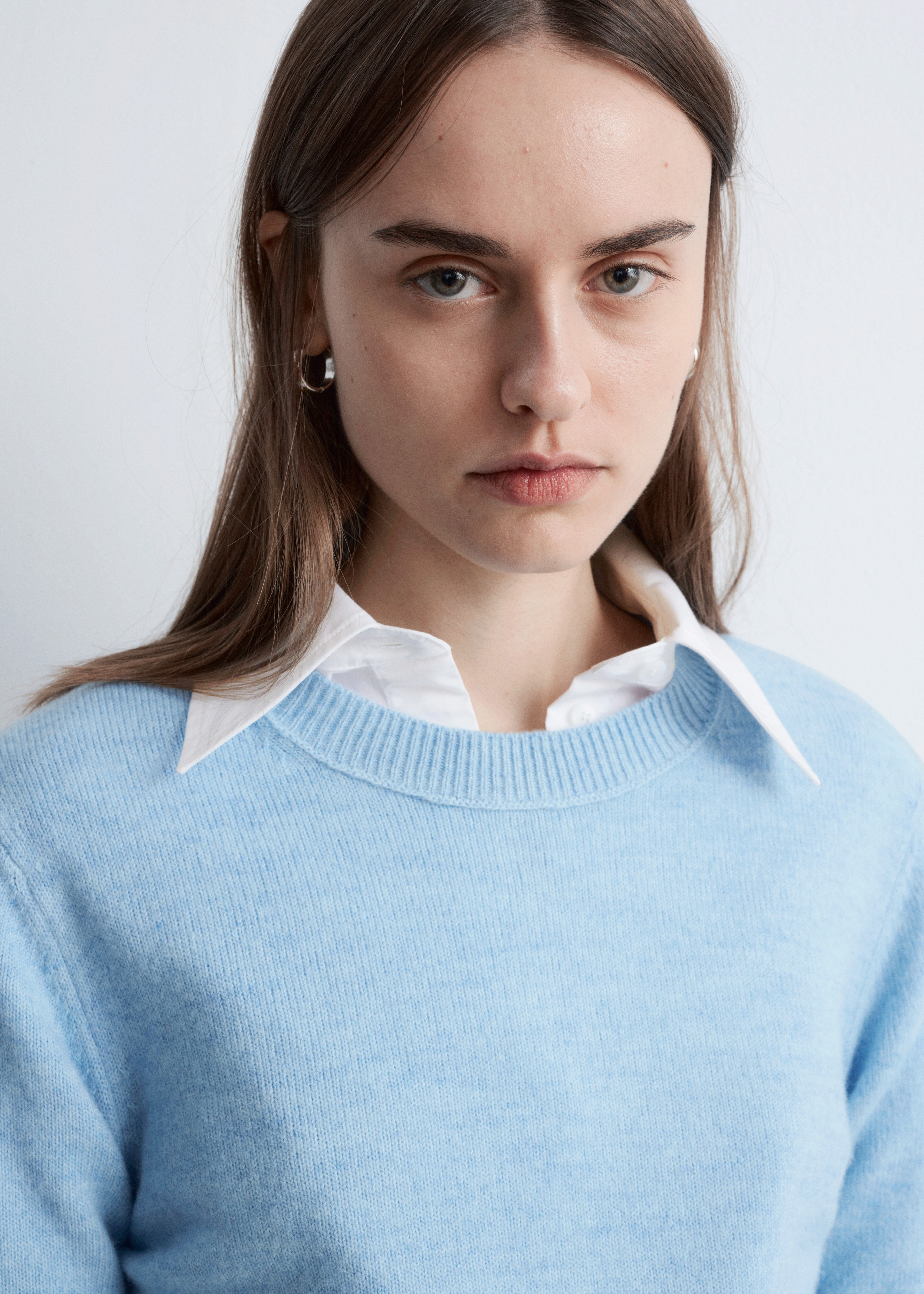 Gebreide trui van wol - Lichtblauw gemêleerd/Rood/Lichtgreige gemêleerd/Zwart