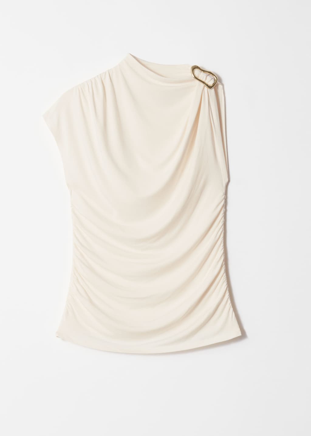 Ruche Gold-Buckle Top - White - Still Life